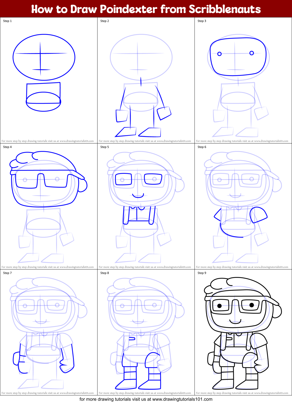 How to Draw Poindexter from Scribblenauts Printable Step by Step