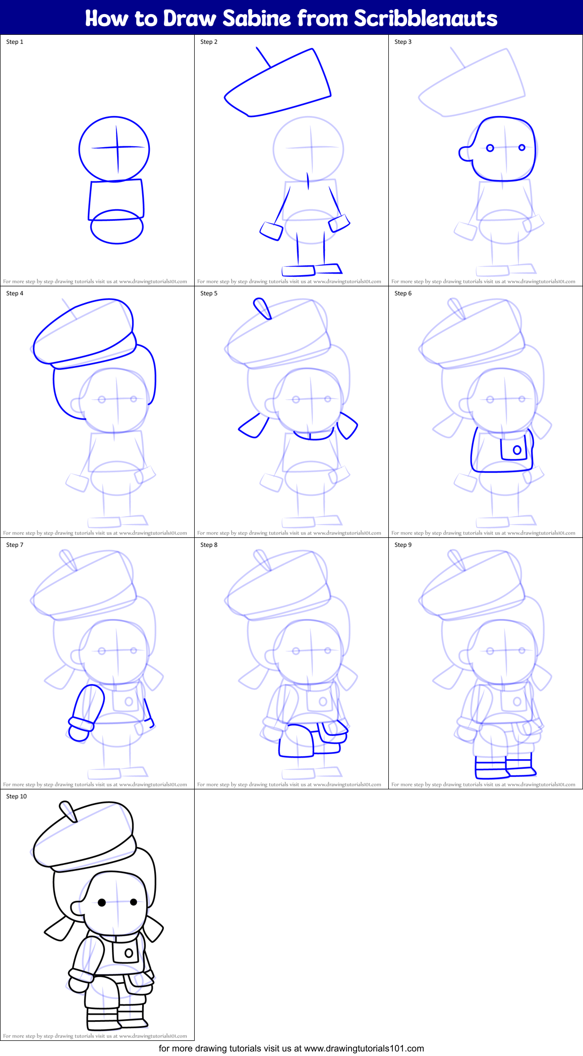 How to Draw Sabine from Scribblenauts Printable Step by Step