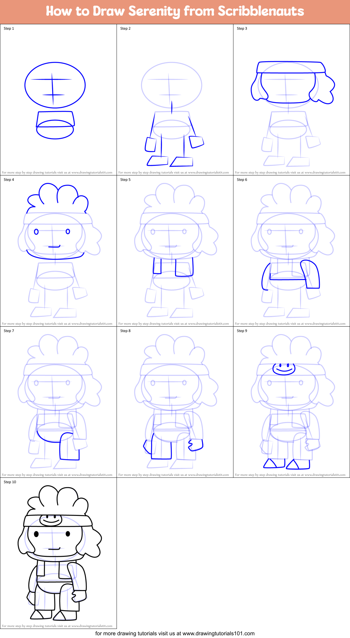 How to Draw Serenity from Scribblenauts Printable Step by Step