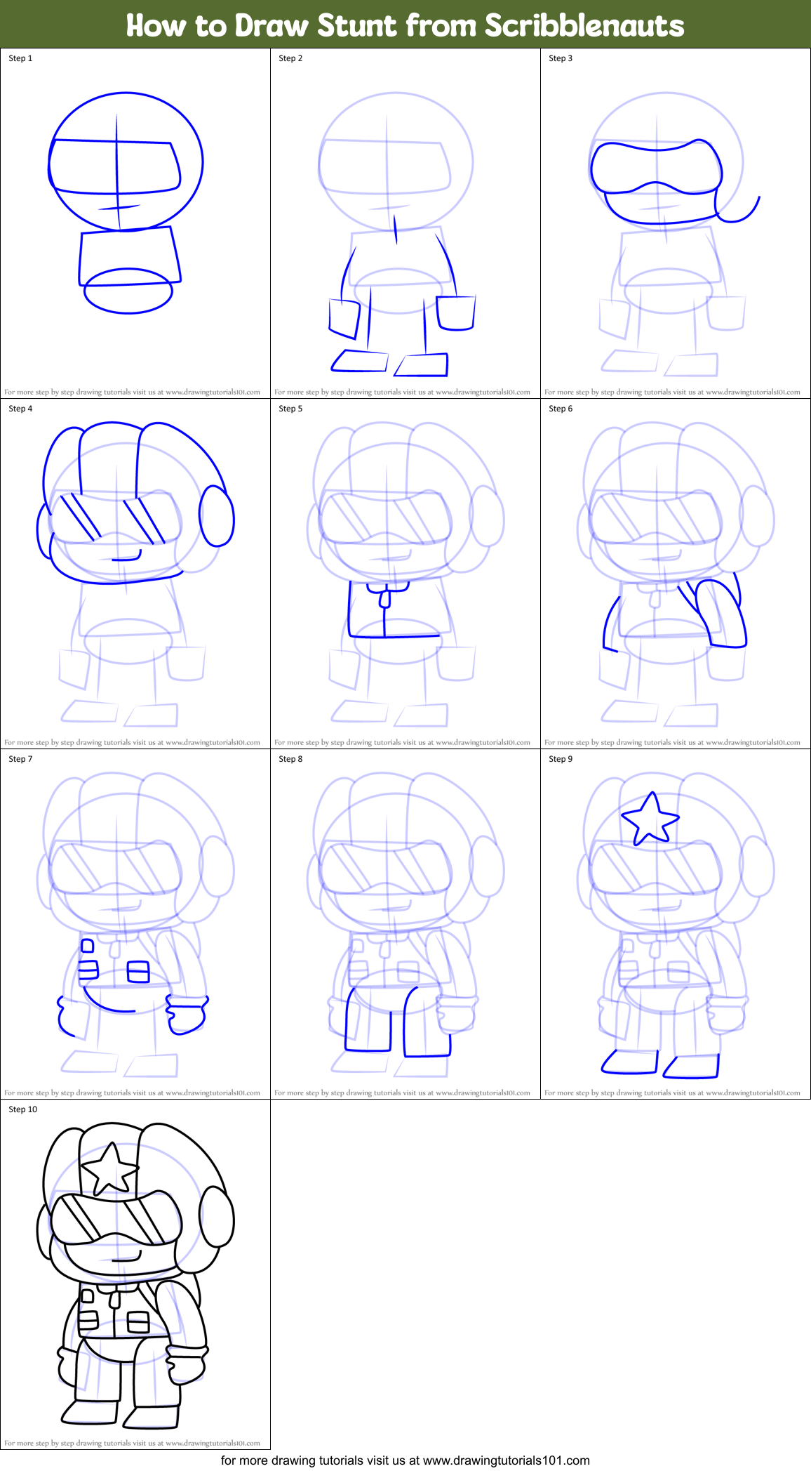 How to Draw Stunt from Scribblenauts Printable Step by Step