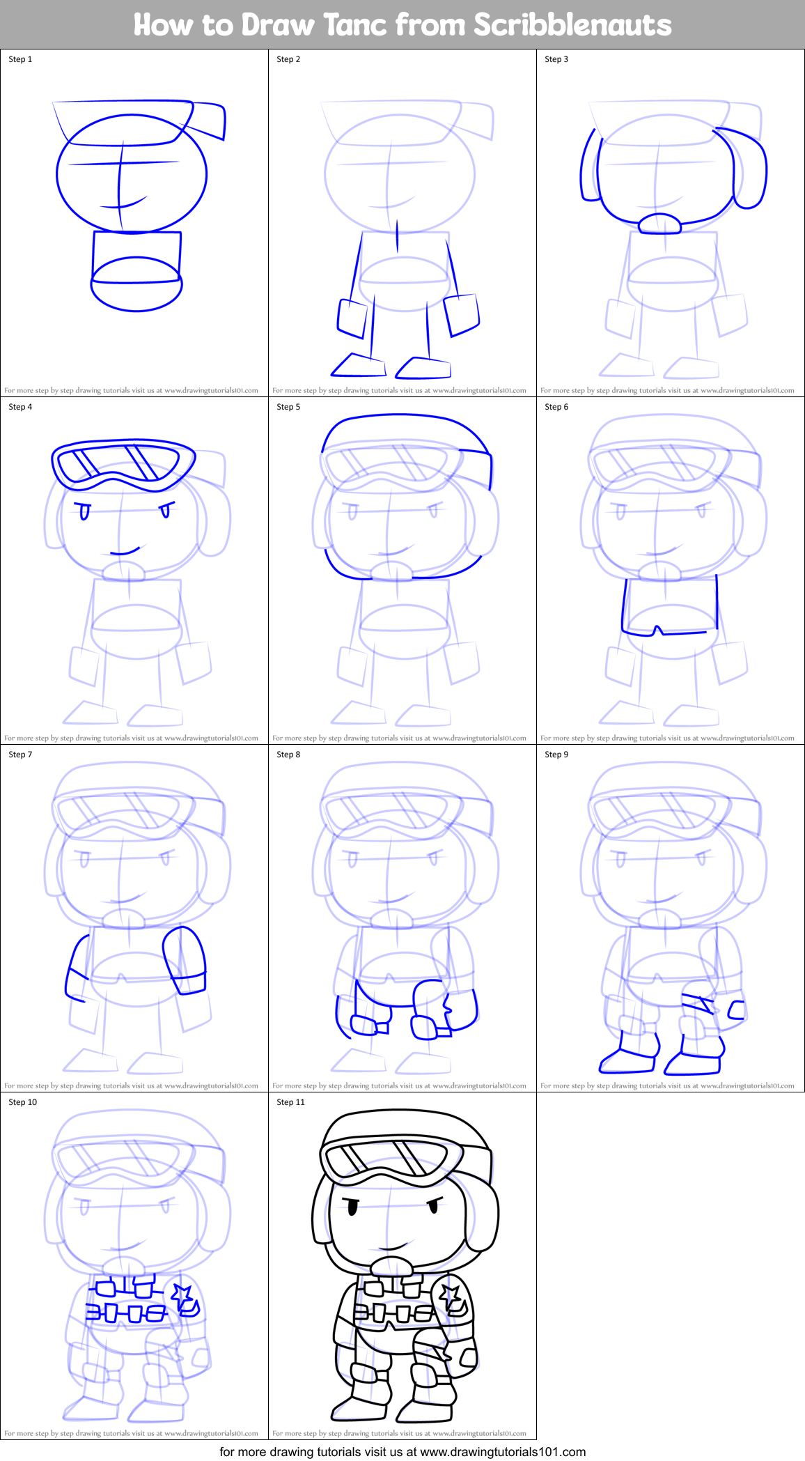 How to Draw Tanc from Scribblenauts Printable Step by Step