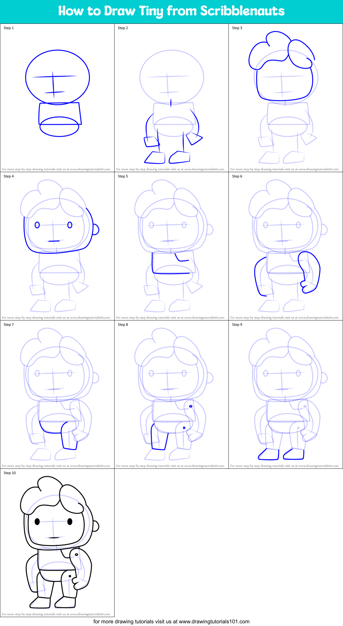 How to Draw Tiny from Scribblenauts Printable Step by Step