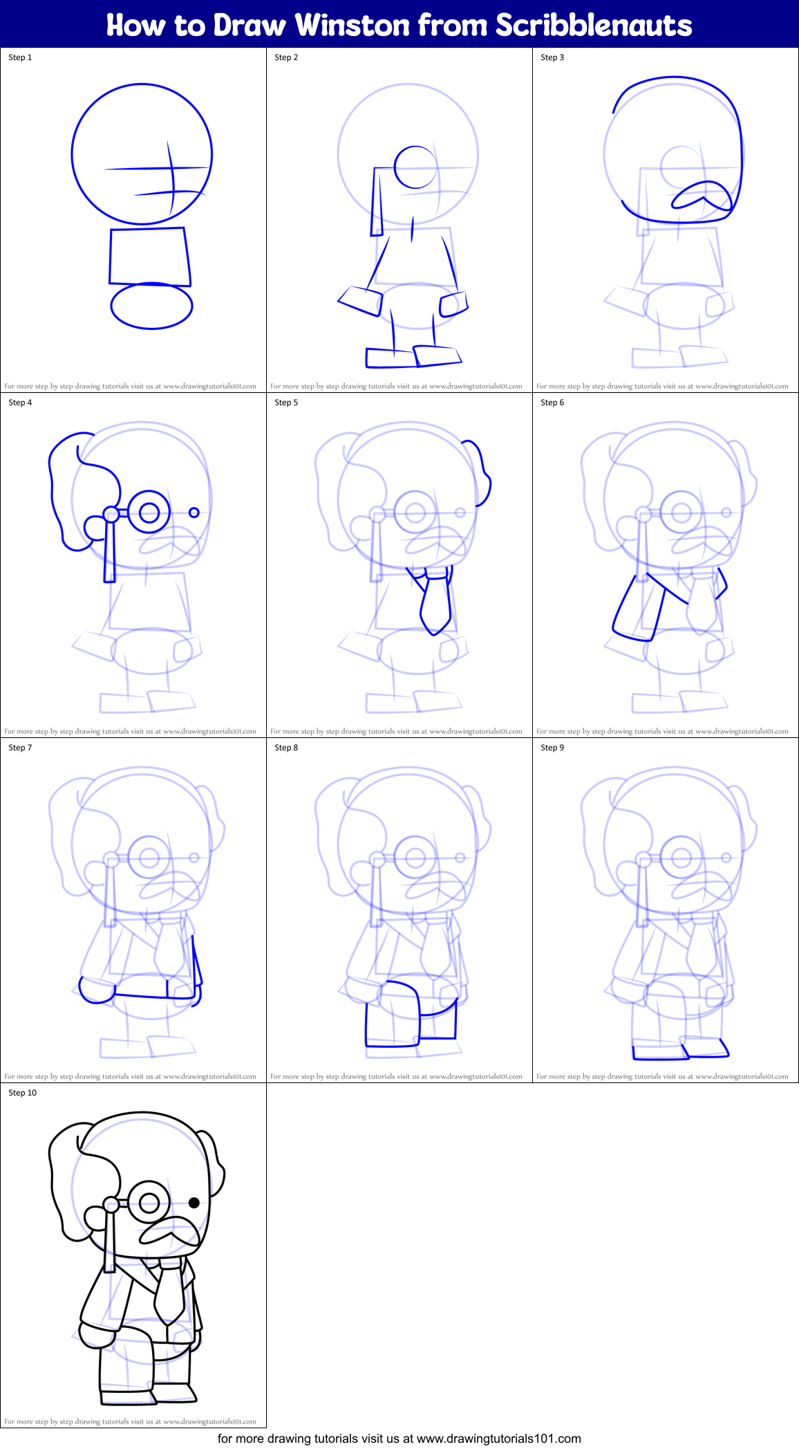 How to Draw Winston from Scribblenauts Printable Step by Step