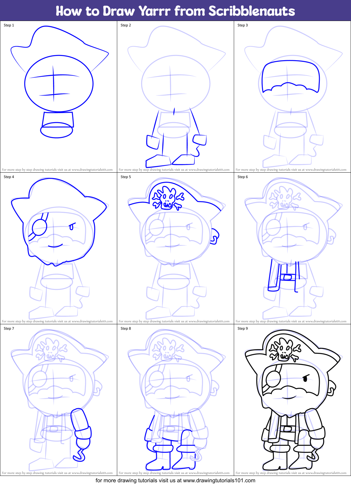How to Draw Yarrr from Scribblenauts Printable Step by Step