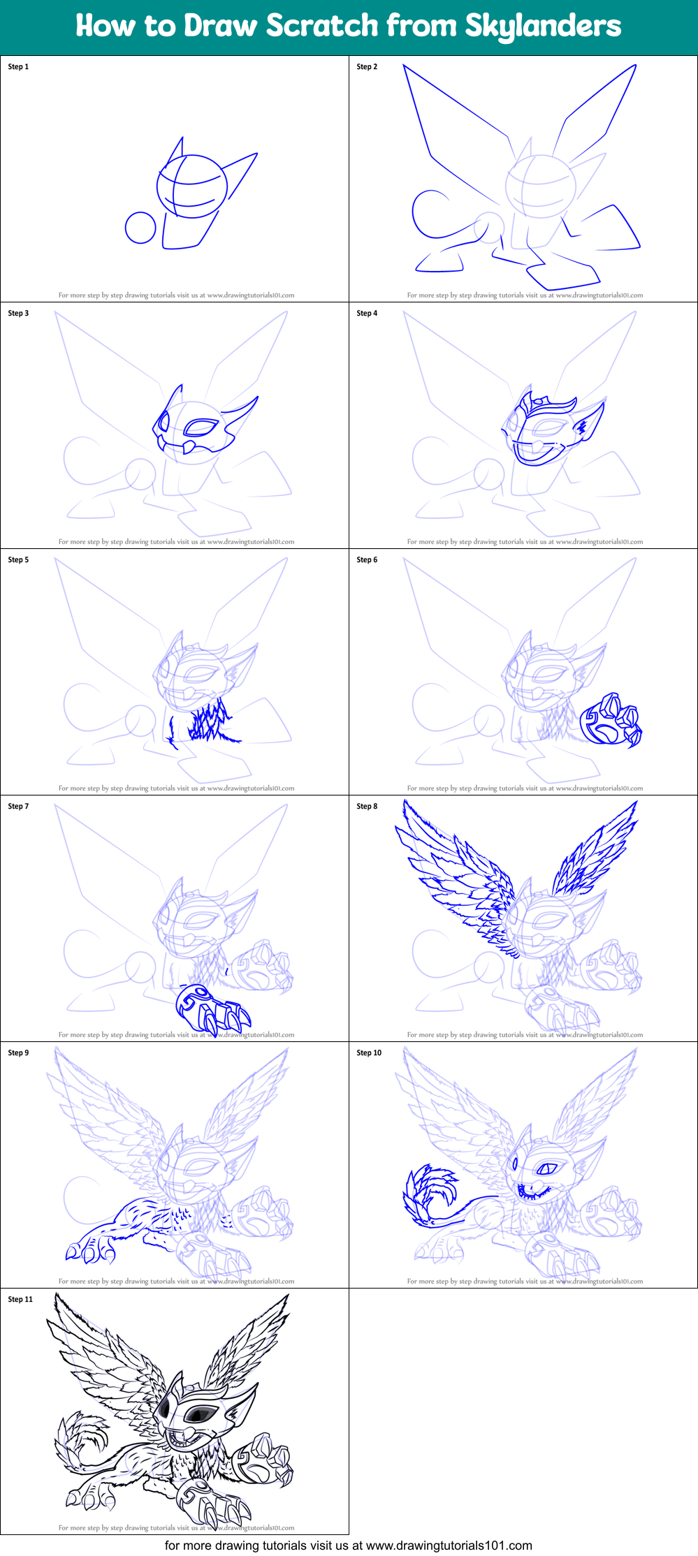 How to Draw Scratch from Skylanders Printable Step by Step