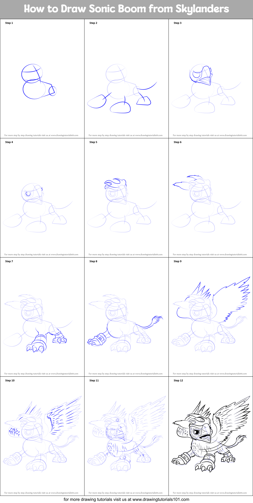 How to Draw Sonic Boom from Skylanders (Skylanders) Step by Step ...