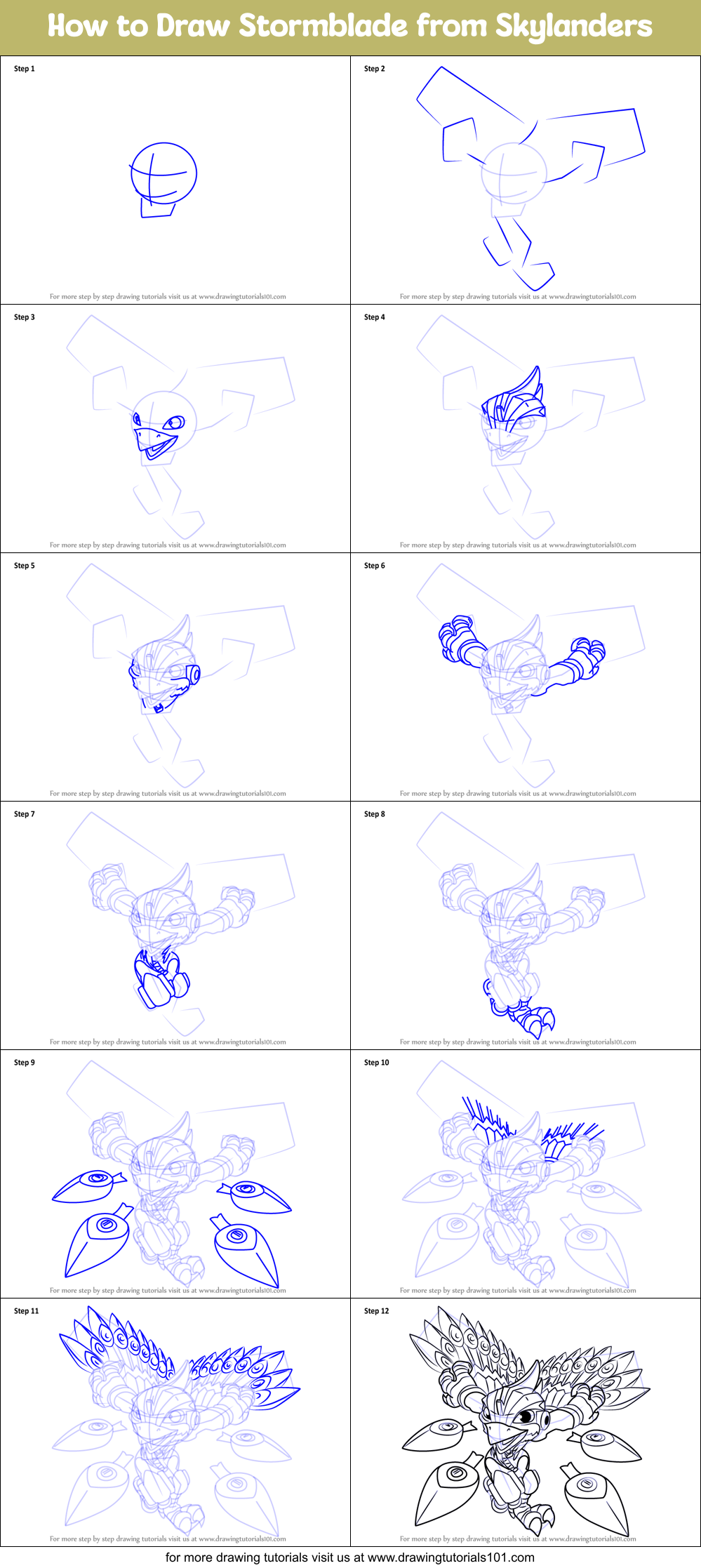 How to Draw Stormblade from Skylanders Printable Step by Step