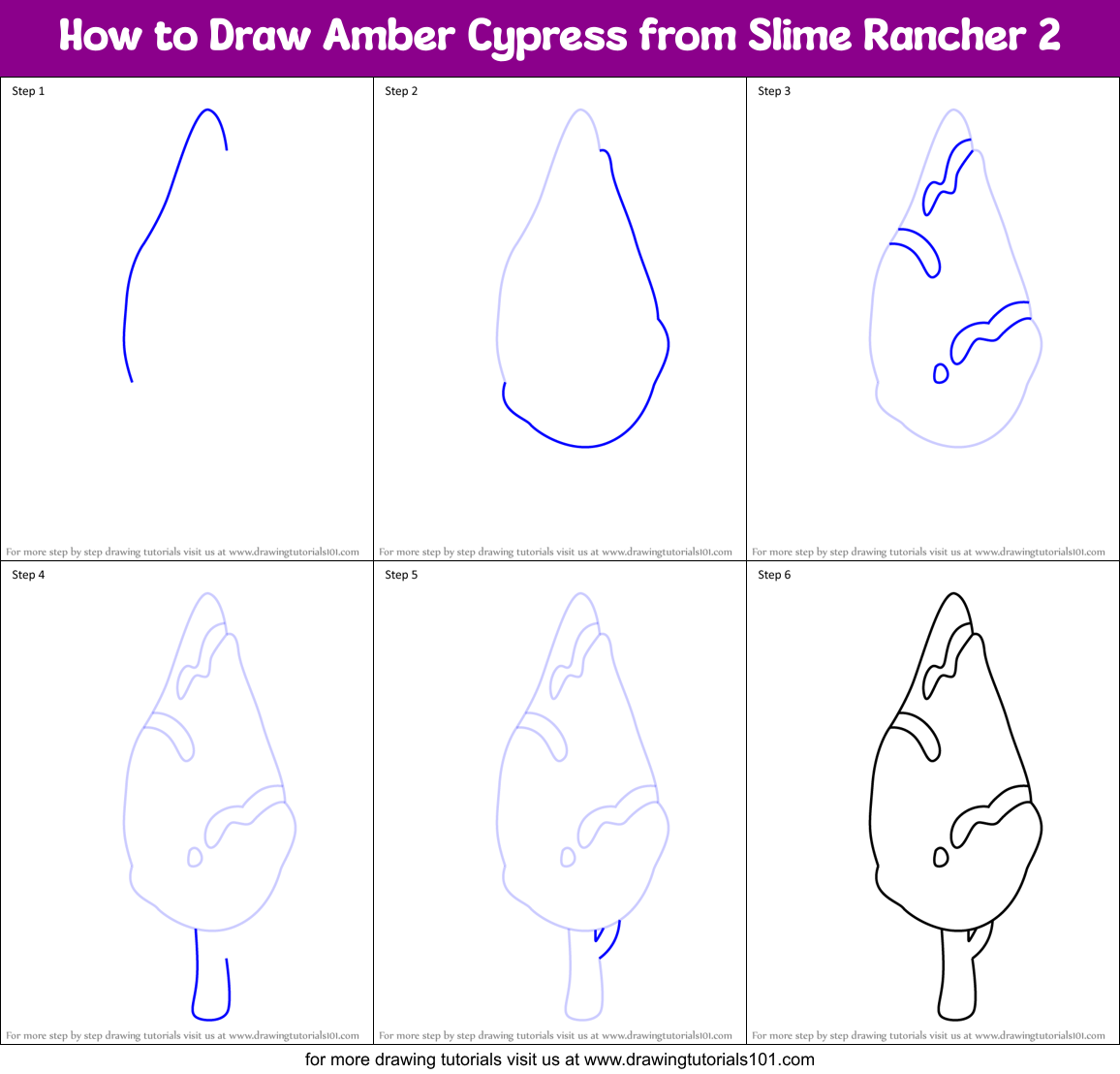 How to Draw Amber Cypress from Slime Rancher 2 Printable Step by Step