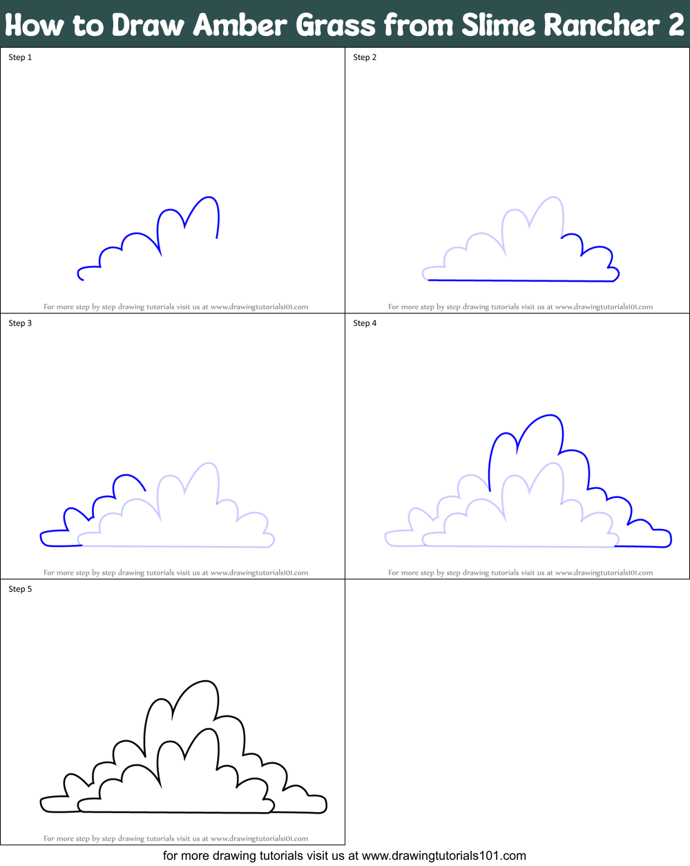 How to Draw Amber Grass from Slime Rancher 2 Printable Step by Step