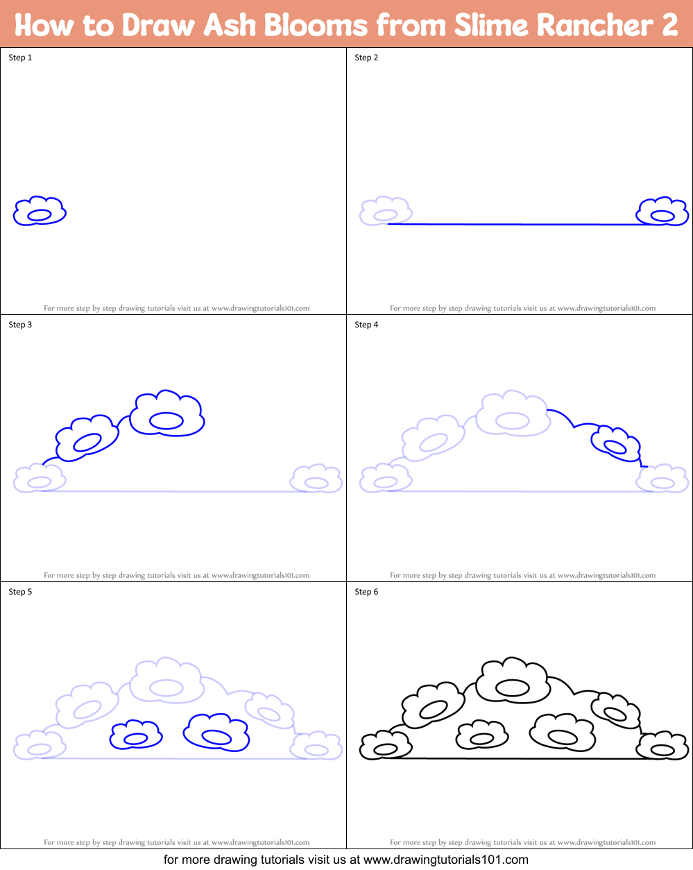 How to Draw Ash Blooms from Slime Rancher 2 Printable Step by Step