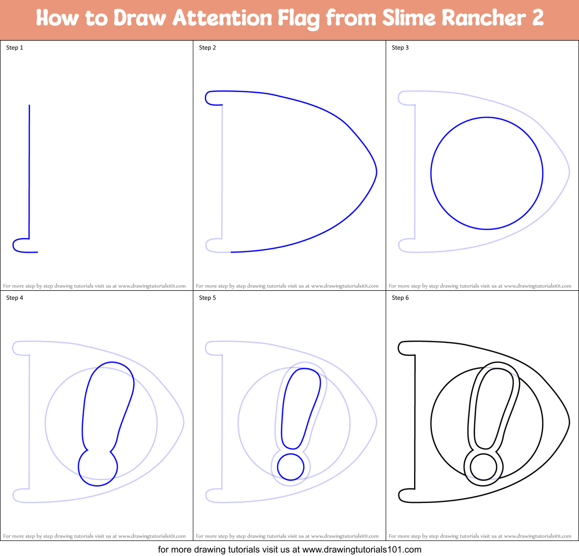 How to Draw Attention Flag from Slime Rancher 2 Printable Step by Step