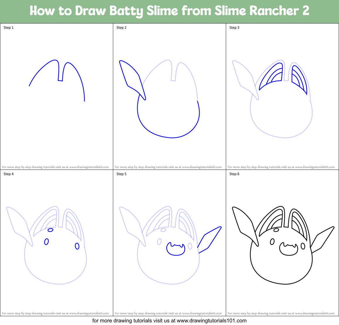 How to Draw Batty Slime from Slime Rancher 2 Printable Step by Step