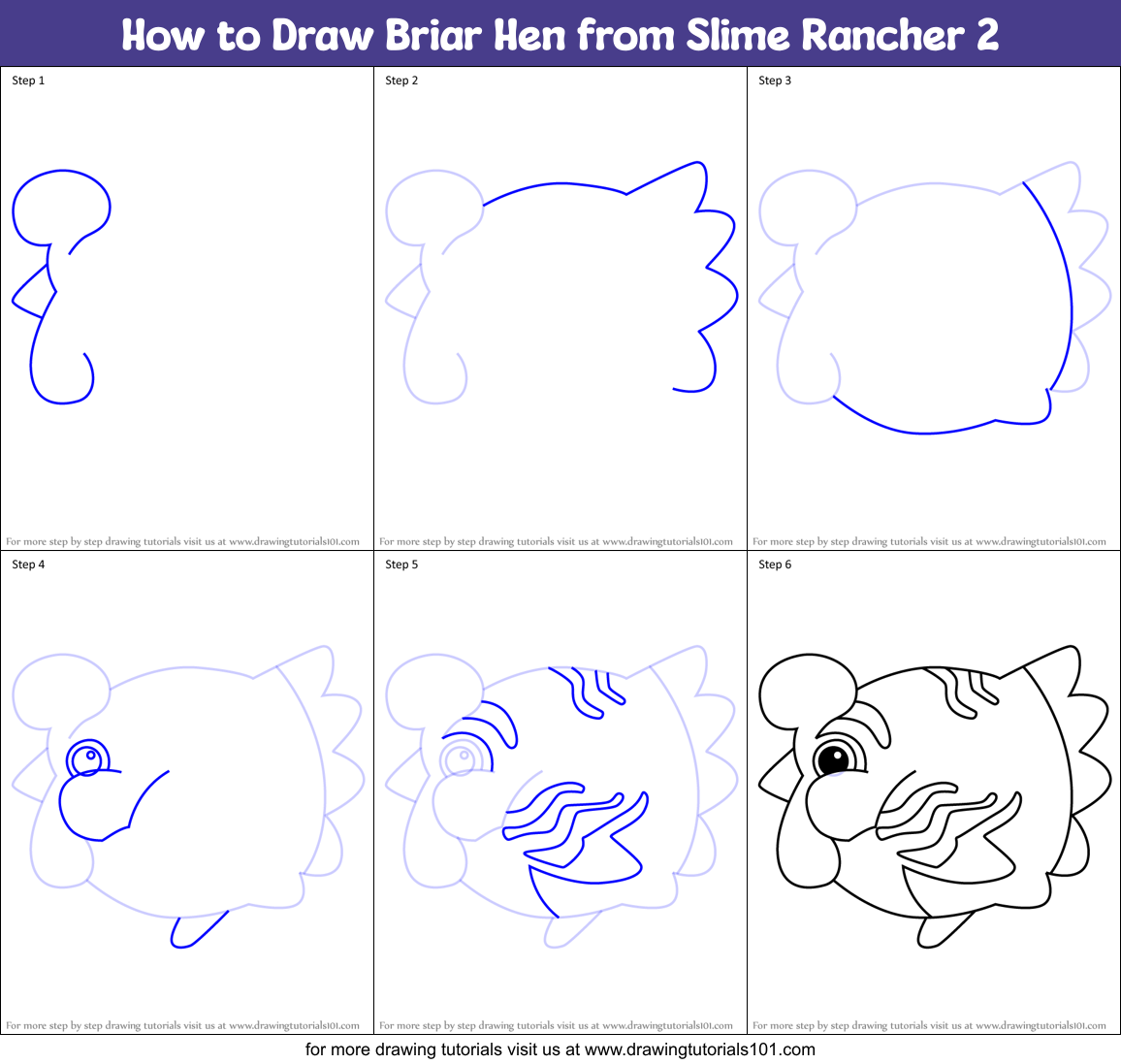 How to Draw Briar Hen from Slime Rancher 2 Printable Step by Step