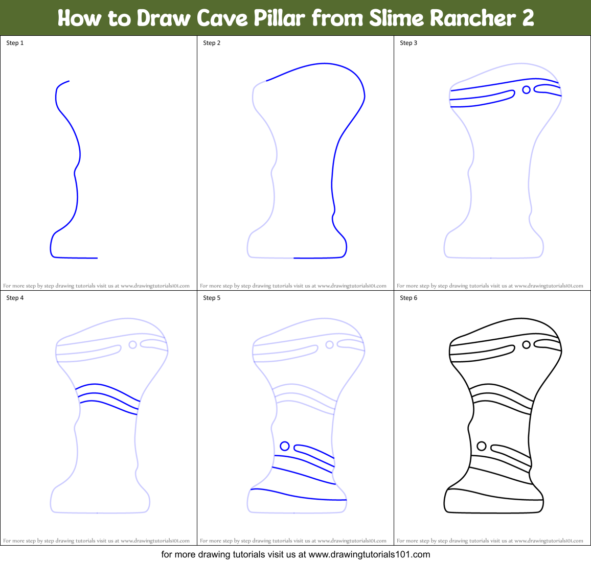How to Draw Cave Pillar from Slime Rancher 2 Printable Step by Step
