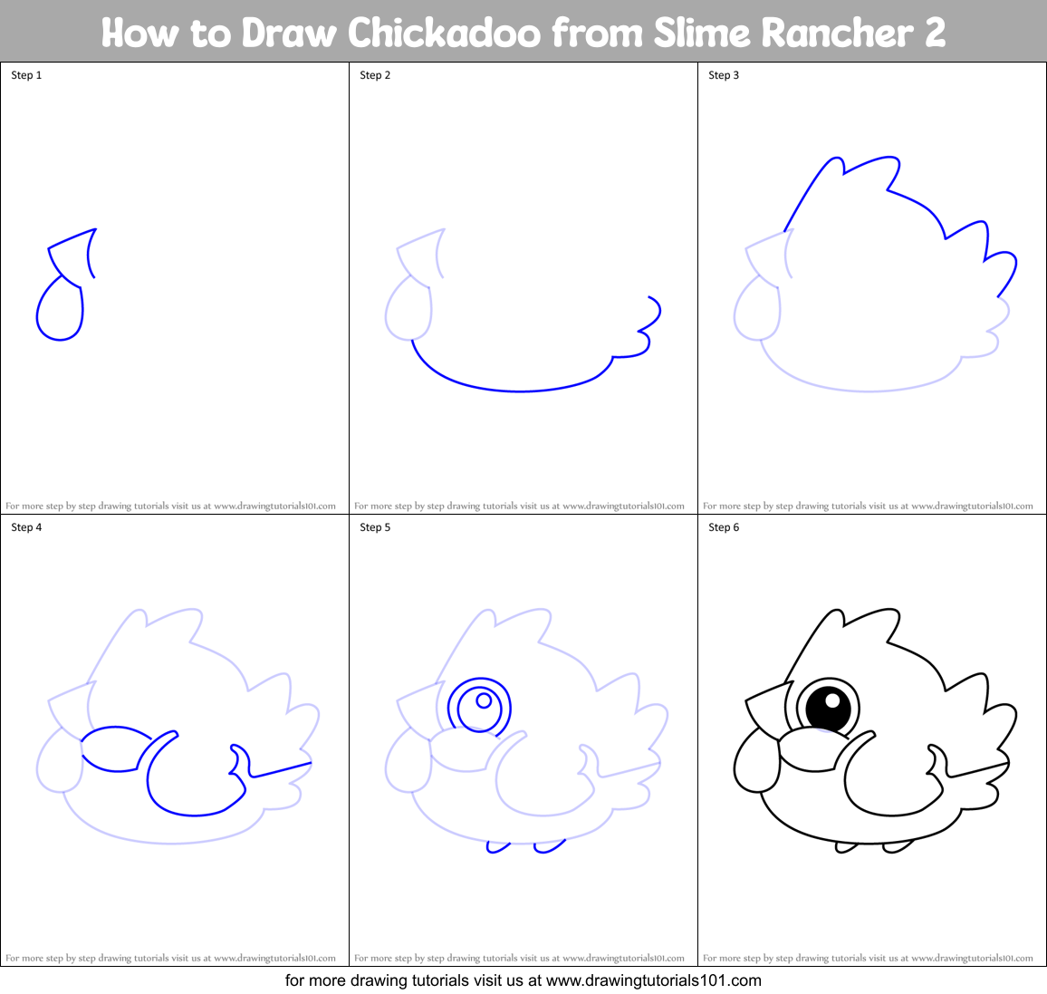 How to Draw Chickadoo from Slime Rancher 2 Printable Step by Step