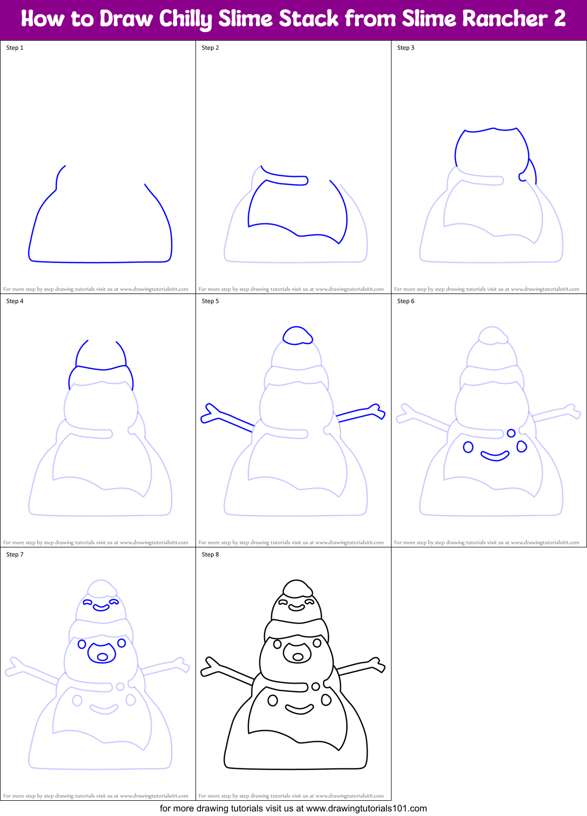 How to Draw Chilly Slime Stack from Slime Rancher 2 Printable Step by Step