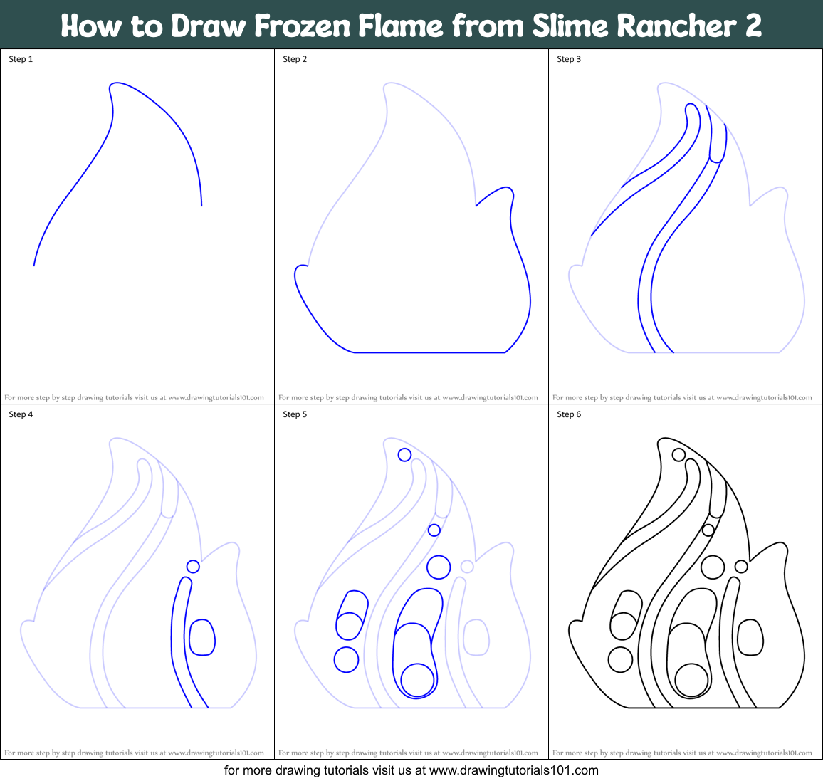 How to Draw Frozen Flame from Slime Rancher 2 Printable Step by Step