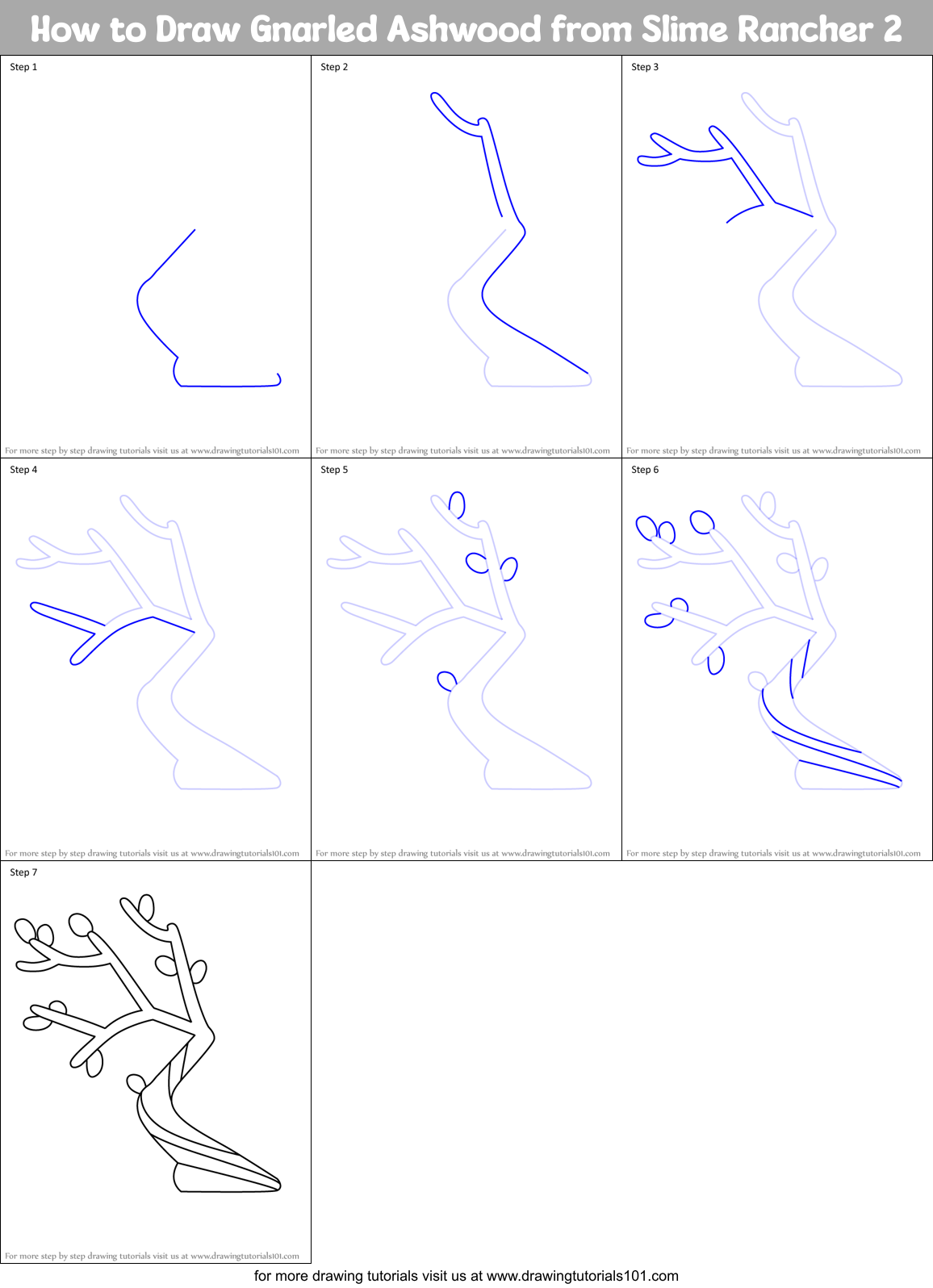 How to Draw Gnarled Ashwood from Slime Rancher 2 Printable Step by Step