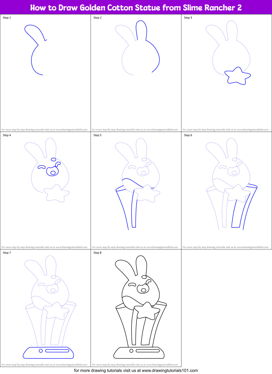 How to Draw Golden Cotton Statue from Slime Rancher 2 Printable Step by Step