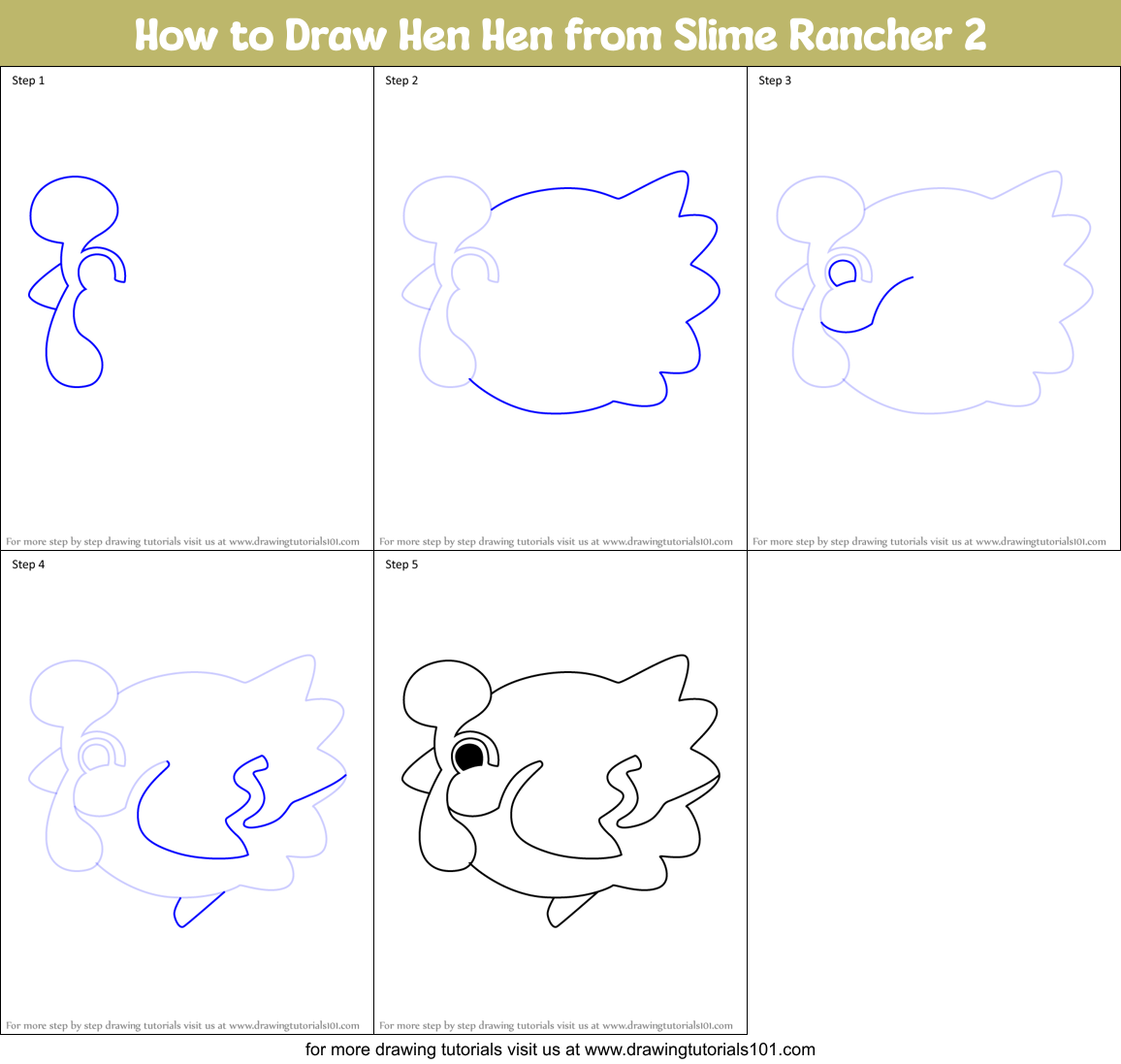 How to Draw Hen Hen from Slime Rancher 2 Printable Step by Step