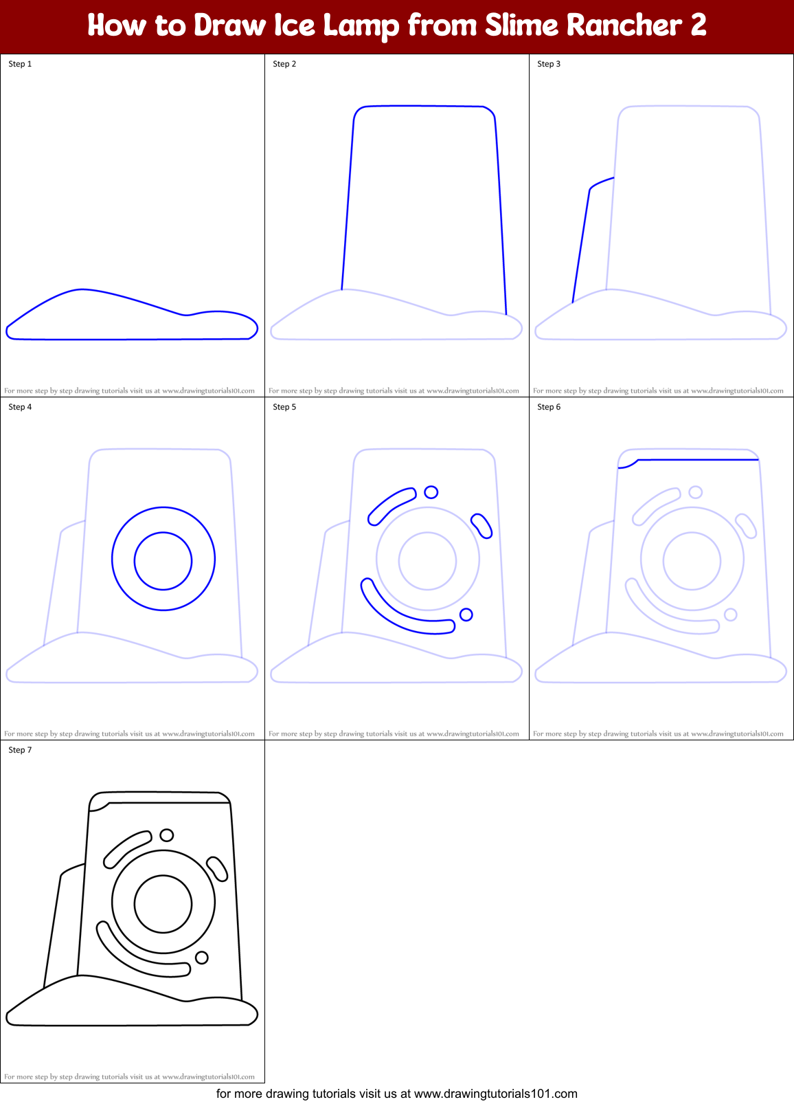 How to Draw Ice Lamp from Slime Rancher 2 Printable Step by Step