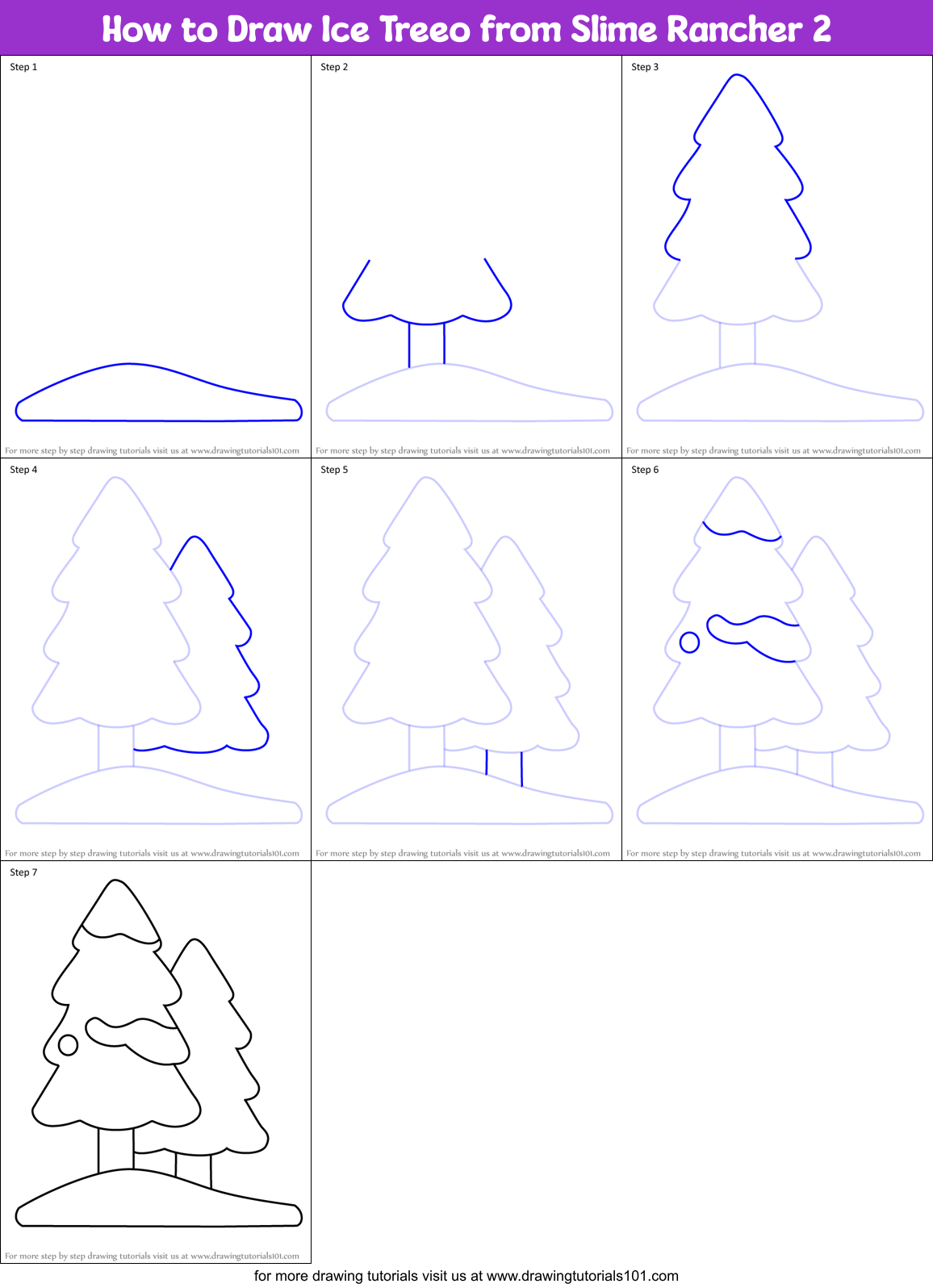 How to Draw Ice Treeo from Slime Rancher 2 Printable Step by Step