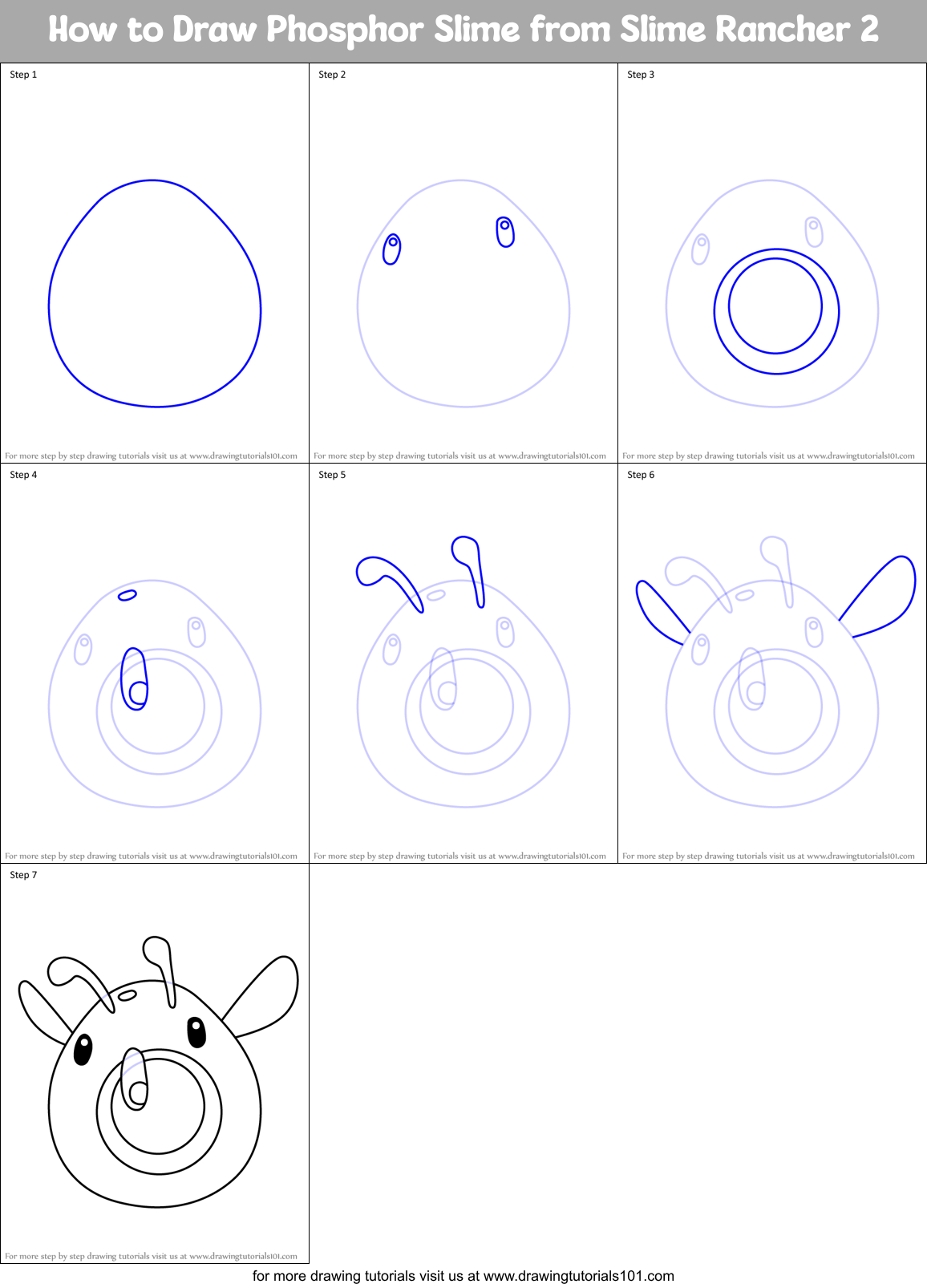 How to Draw Phosphor Slime from Slime Rancher 2 Printable Step by Step