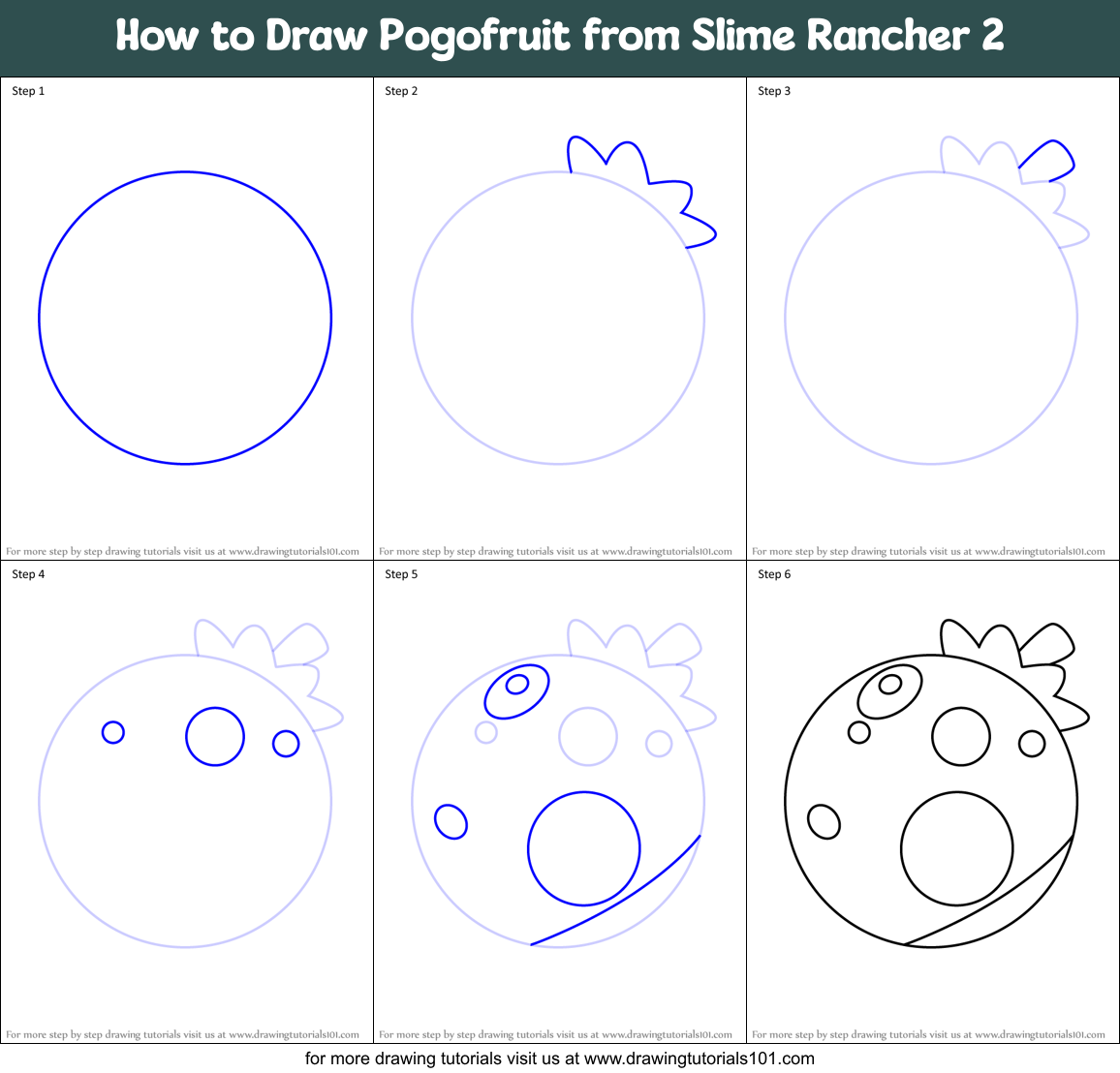 How to Draw Pogofruit from Slime Rancher 2 Printable Step by Step