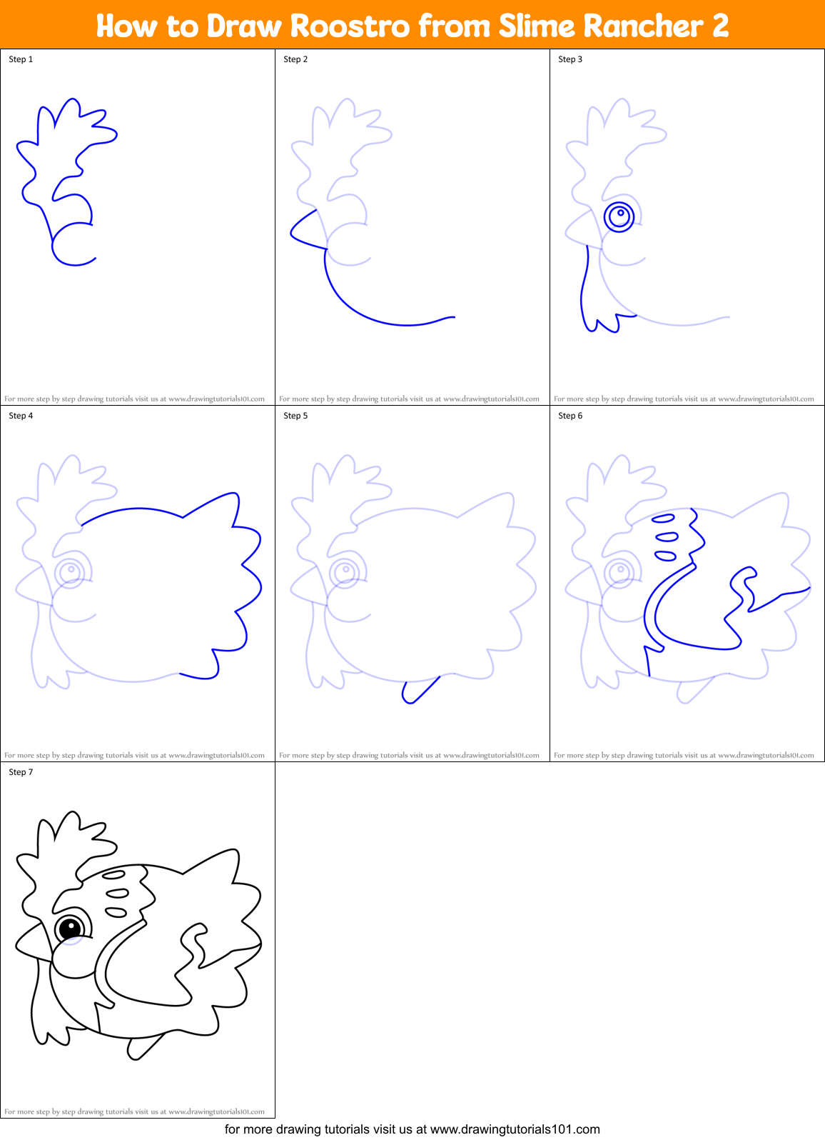 How to Draw Roostro from Slime Rancher 2 Printable Step by Step