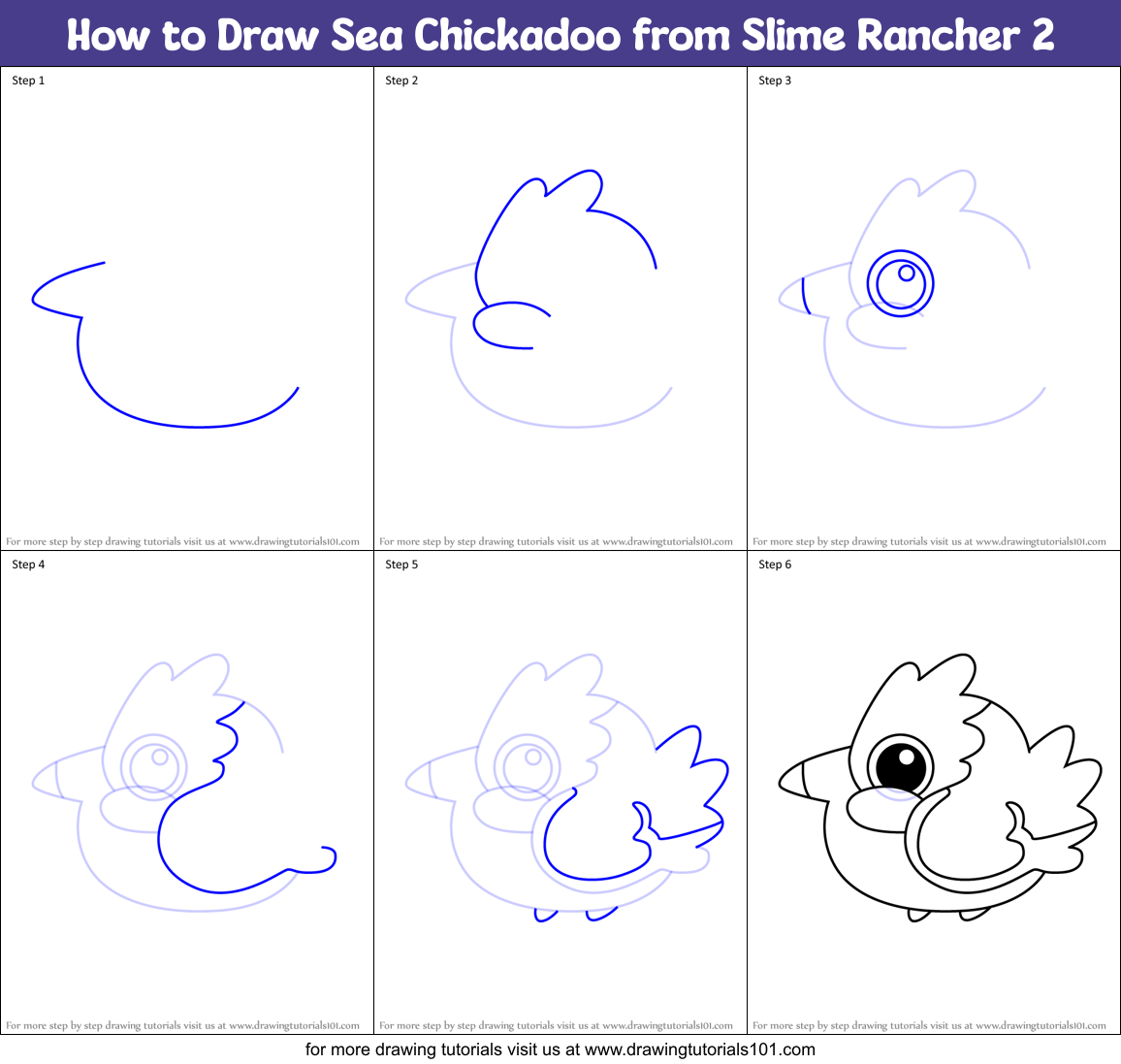 How to Draw Sea Chickadoo from Slime Rancher 2 Printable Step by Step