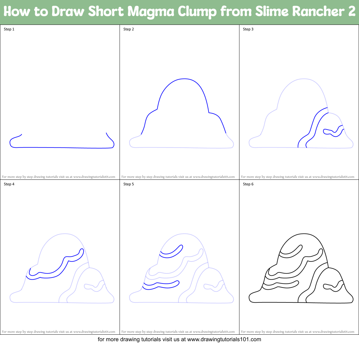 How to Draw Short Magma Clump from Slime Rancher 2 Printable Step by Step