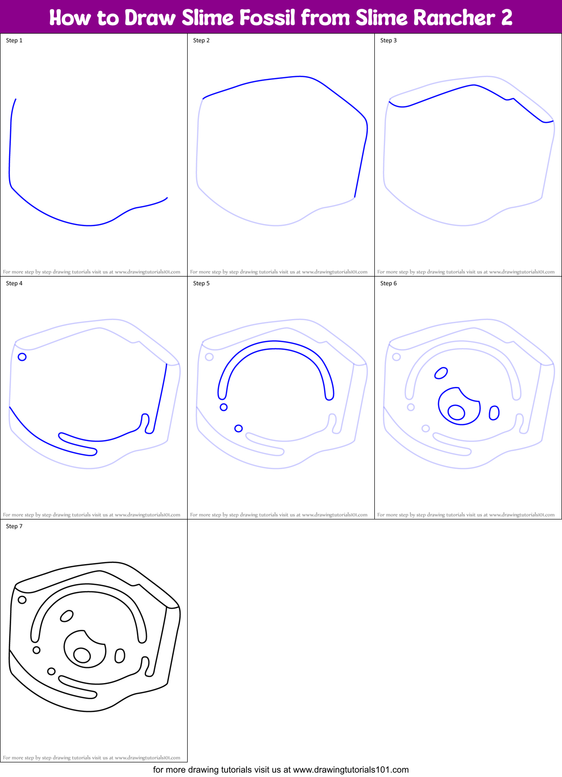 How to Draw Slime Fossil from Slime Rancher 2 Printable Step by Step