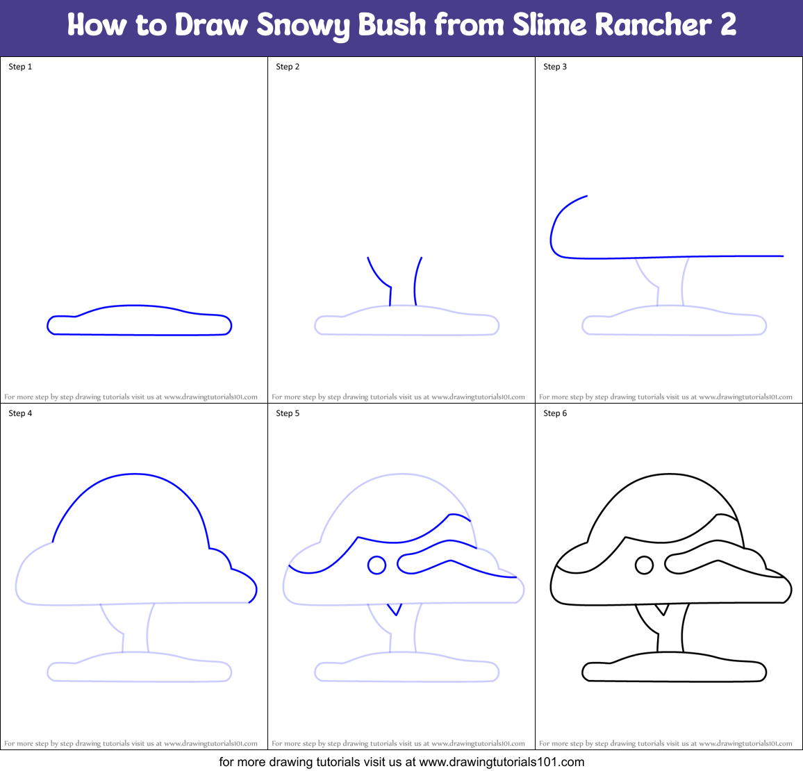 How to Draw Snowy Bush from Slime Rancher 2 Printable Step by Step