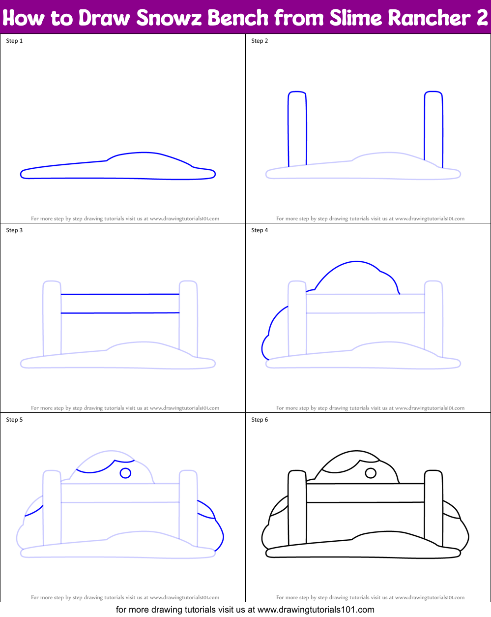 How to Draw Snowz Bench from Slime Rancher 2 Printable Step by Step