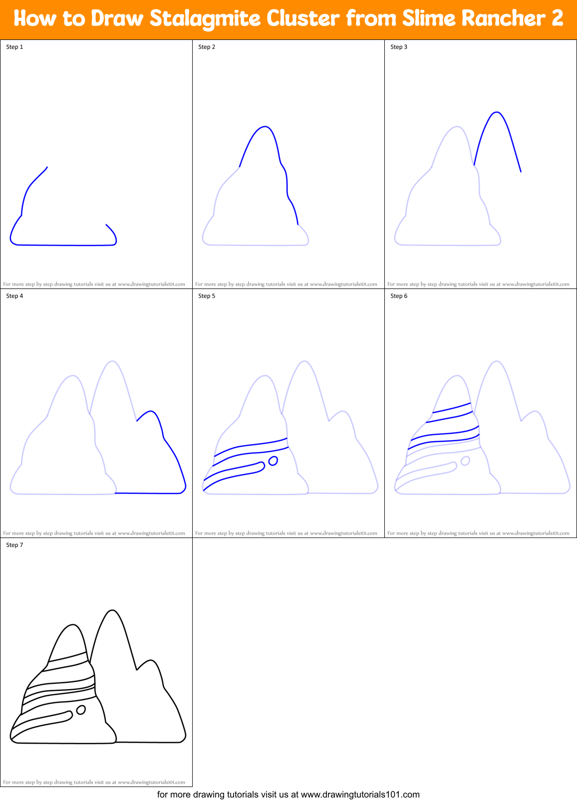 How to Draw Stalagmite Cluster from Slime Rancher 2 Printable Step by Step