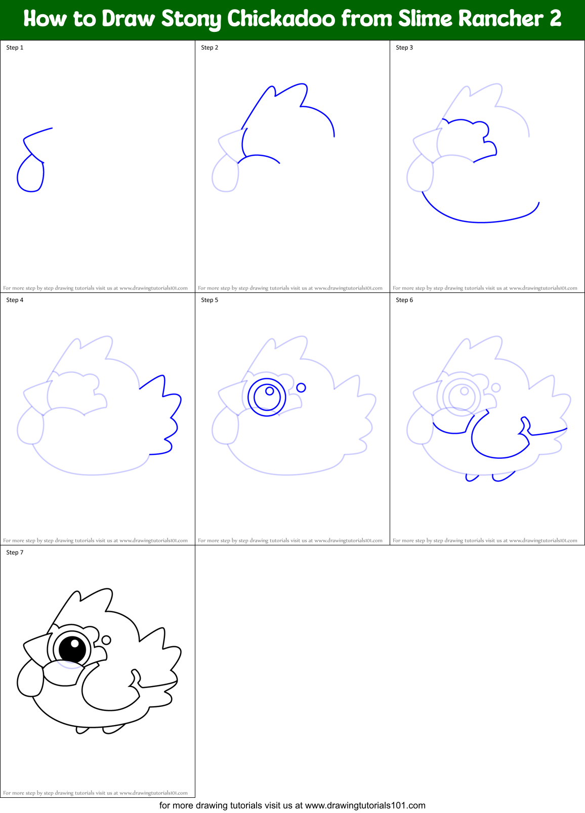 How to Draw Stony Chickadoo from Slime Rancher 2 Printable Step by Step