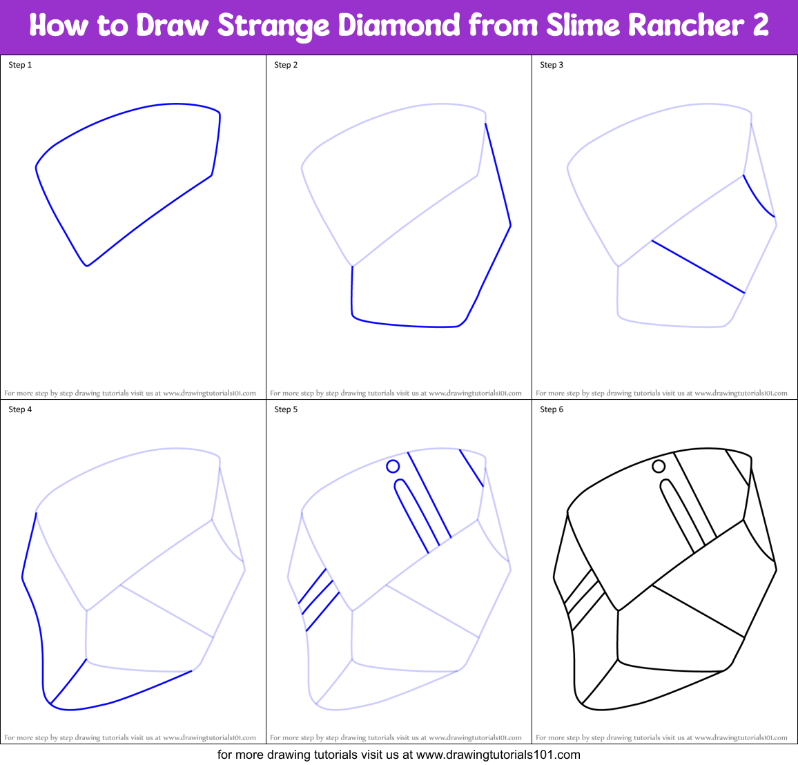 How to Draw Strange Diamond from Slime Rancher 2 Printable Step by Step