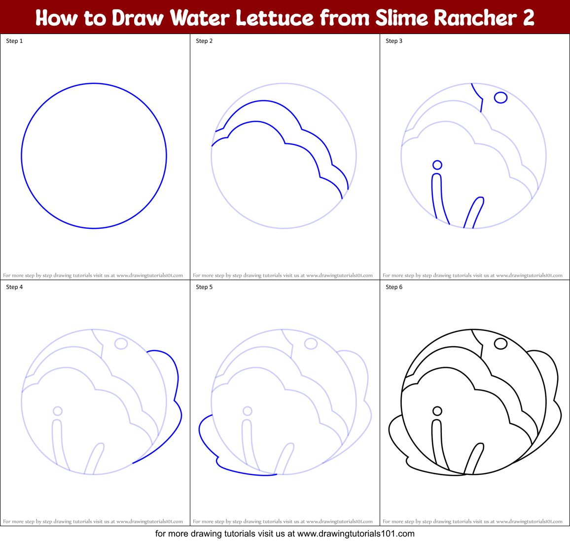 How to Draw Water Lettuce from Slime Rancher 2 Printable Step by Step