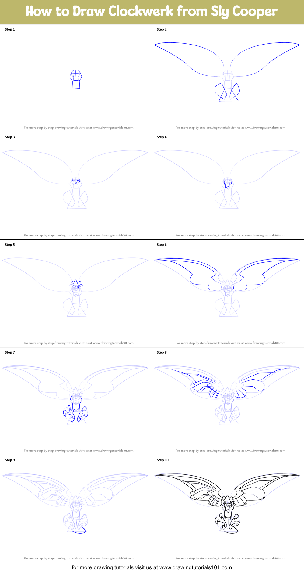 How to Draw Clockwerk from Sly Cooper Printable Step by Step