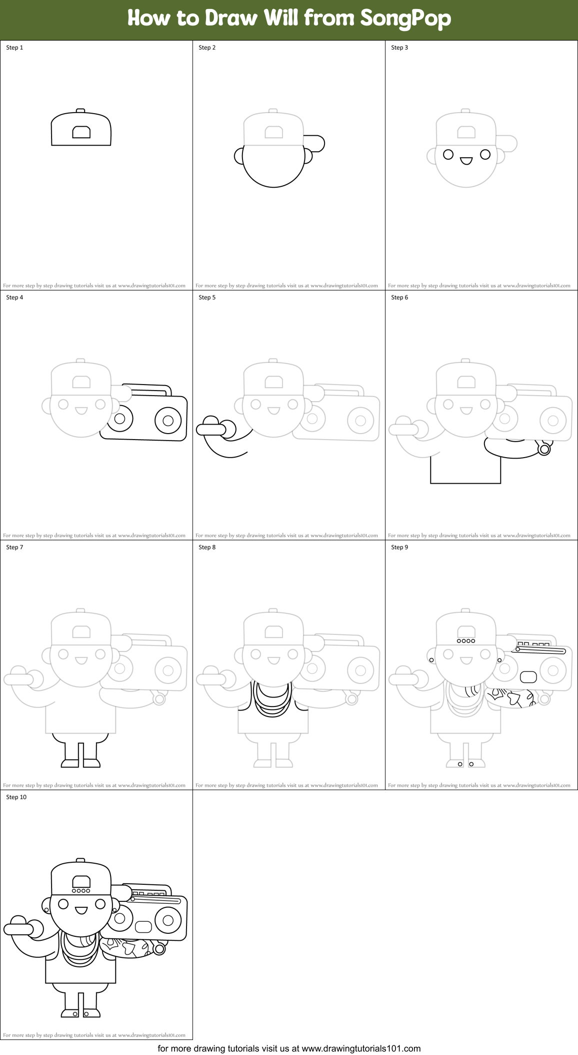 How to Draw Will from SongPop Printable Step by Step