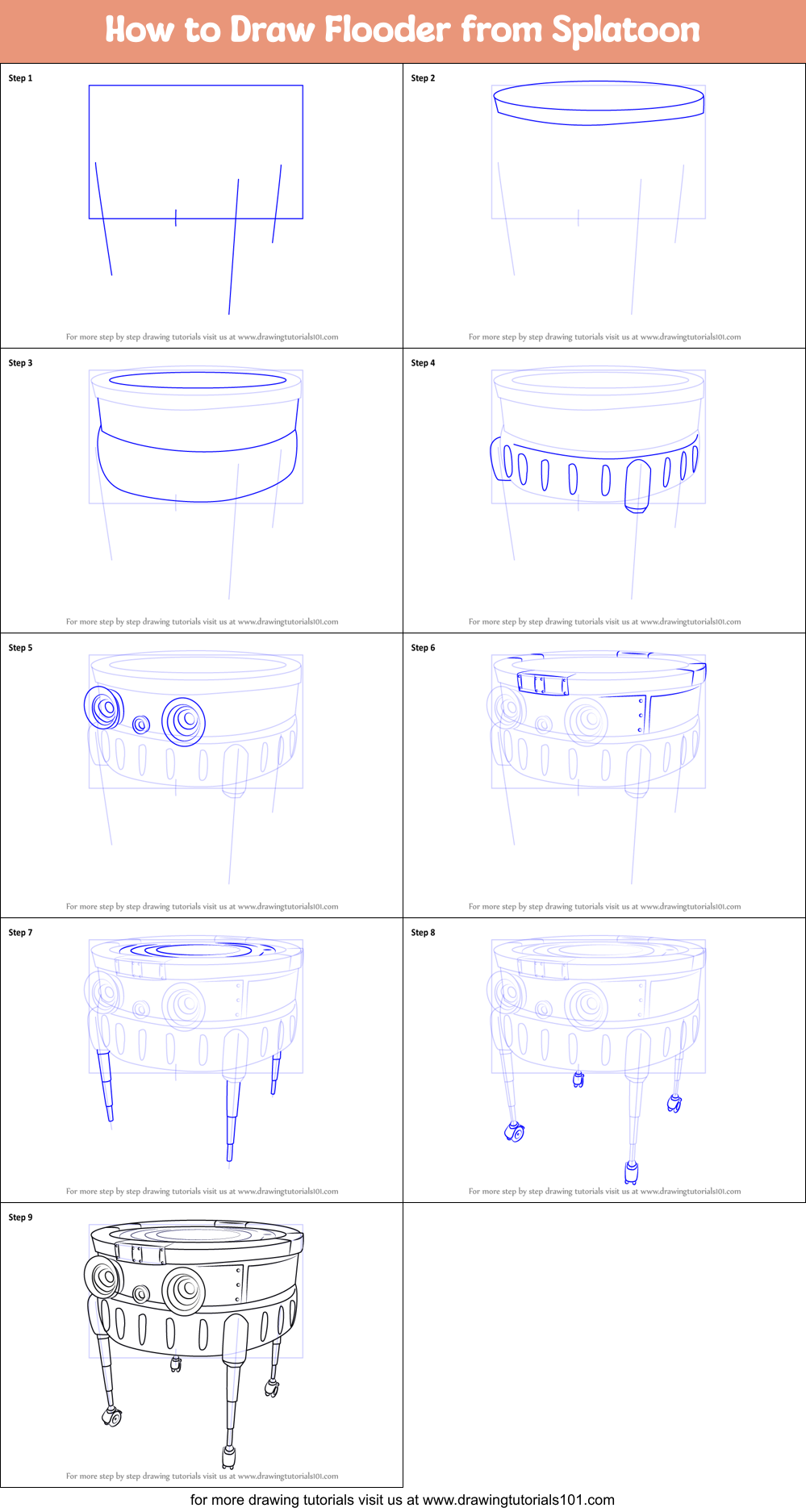 How to Draw Flooder from Splatoon Printable Step by Step