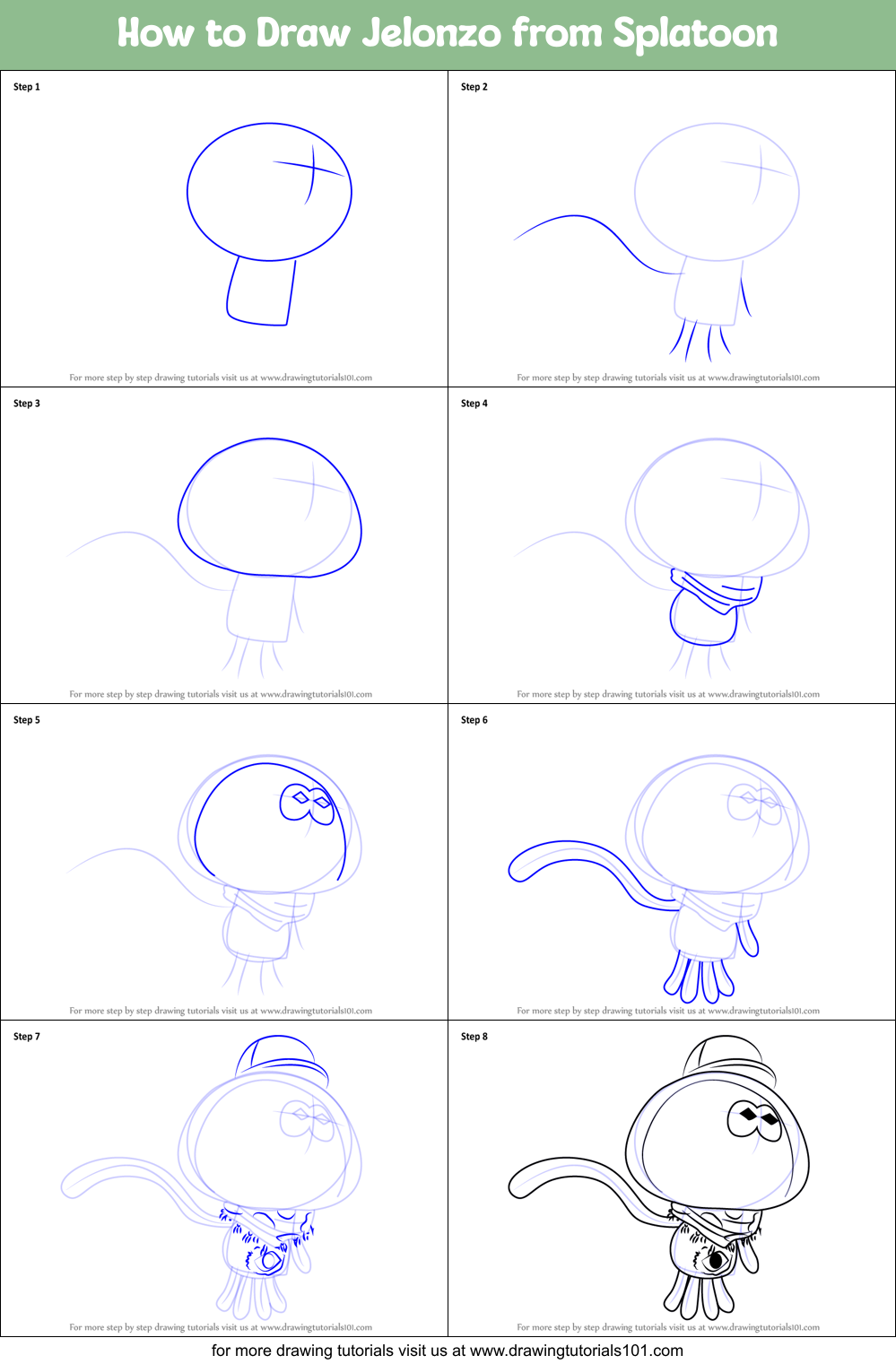How to Draw Jelonzo from Splatoon Printable Step by Step