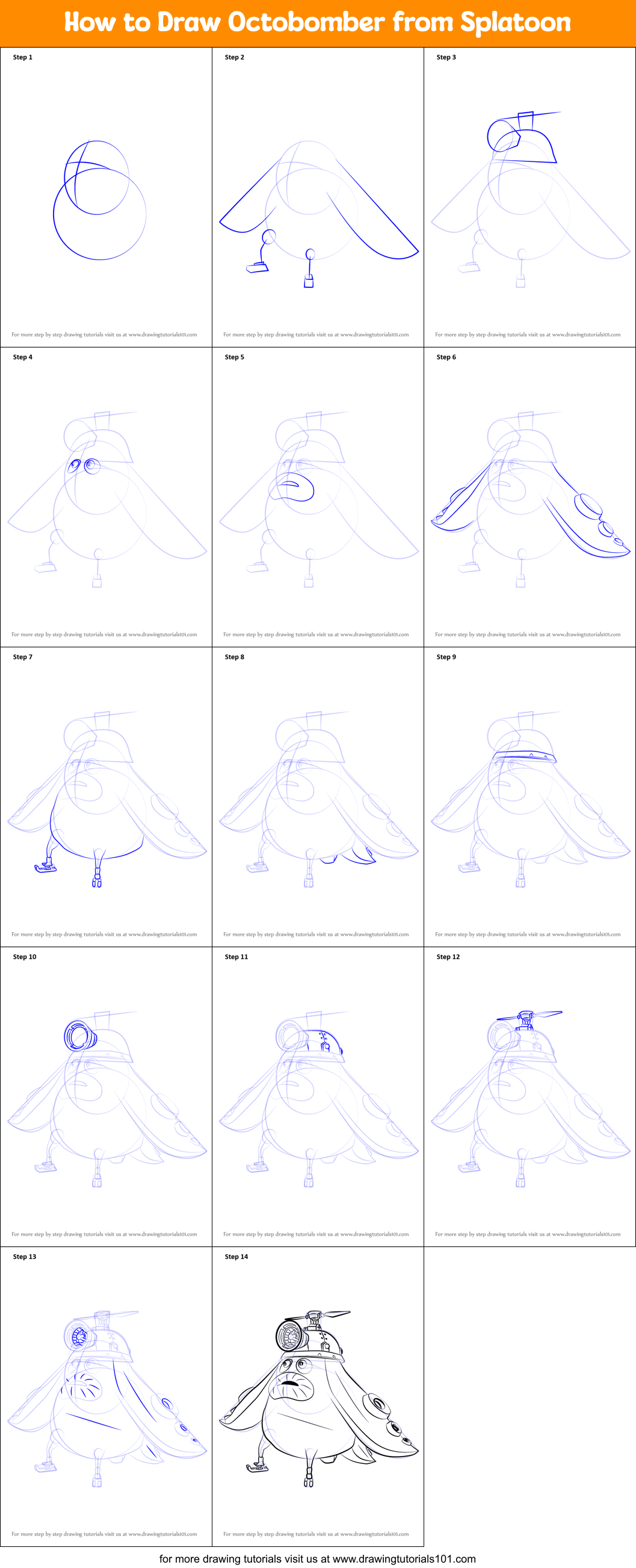 How to Draw Octobomber from Splatoon Printable Step by Step