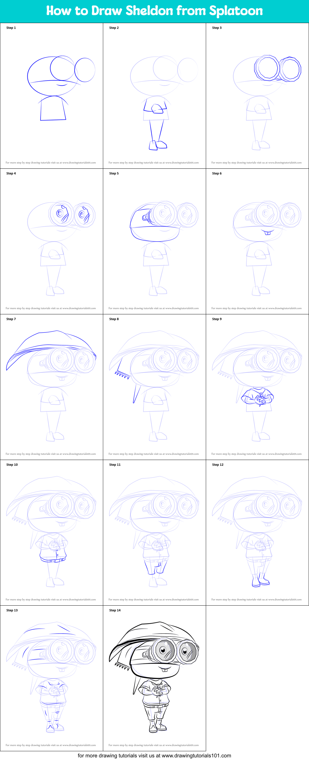 How to Draw Sheldon from Splatoon Printable Step by Step