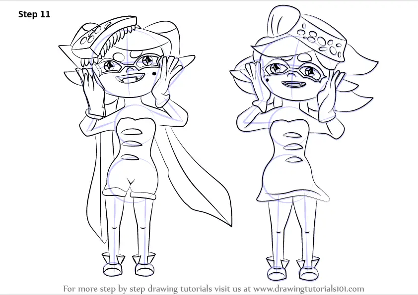 How to Draw Squid Sisters from Splatoon (Splatoon) Step by Step ...