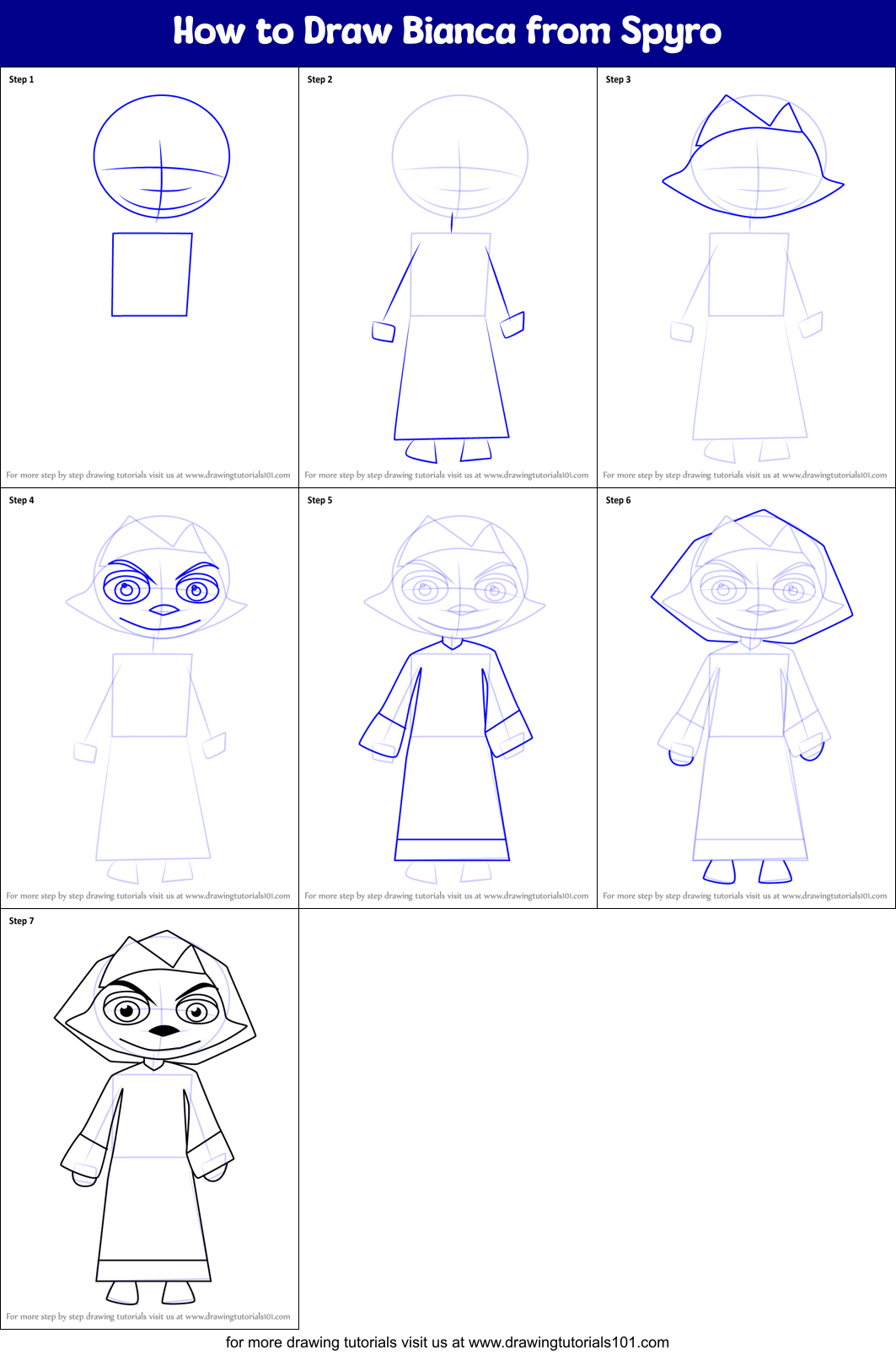 How to Draw Bianca from Spyro Printable Step by Step