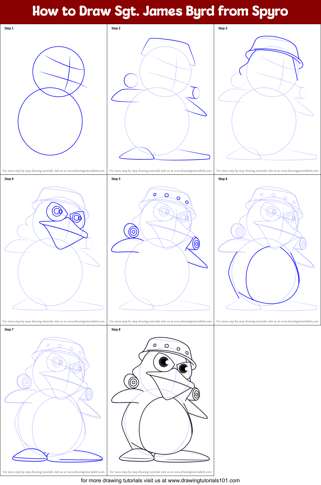 How to Draw Sgt. James Byrd from Spyro Printable Step by Step