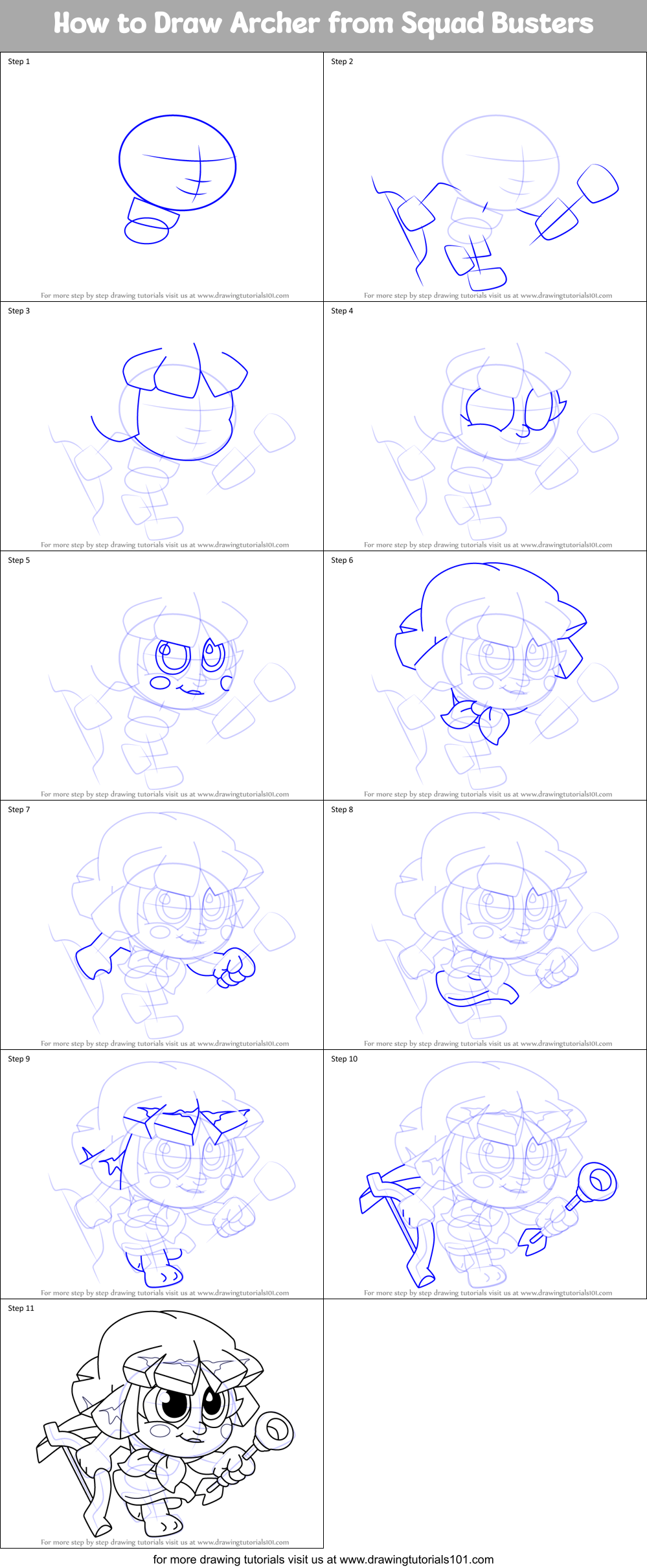 How to Draw Archer from Squad Busters Printable Step by Step
