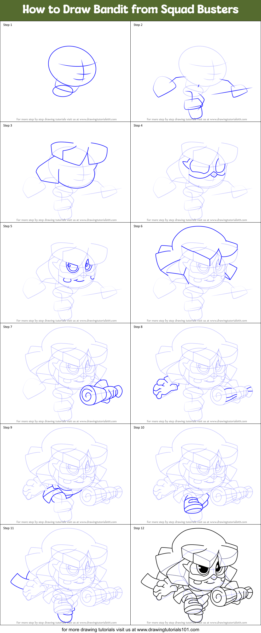 How to Draw Bandit from Squad Busters Printable Step by Step