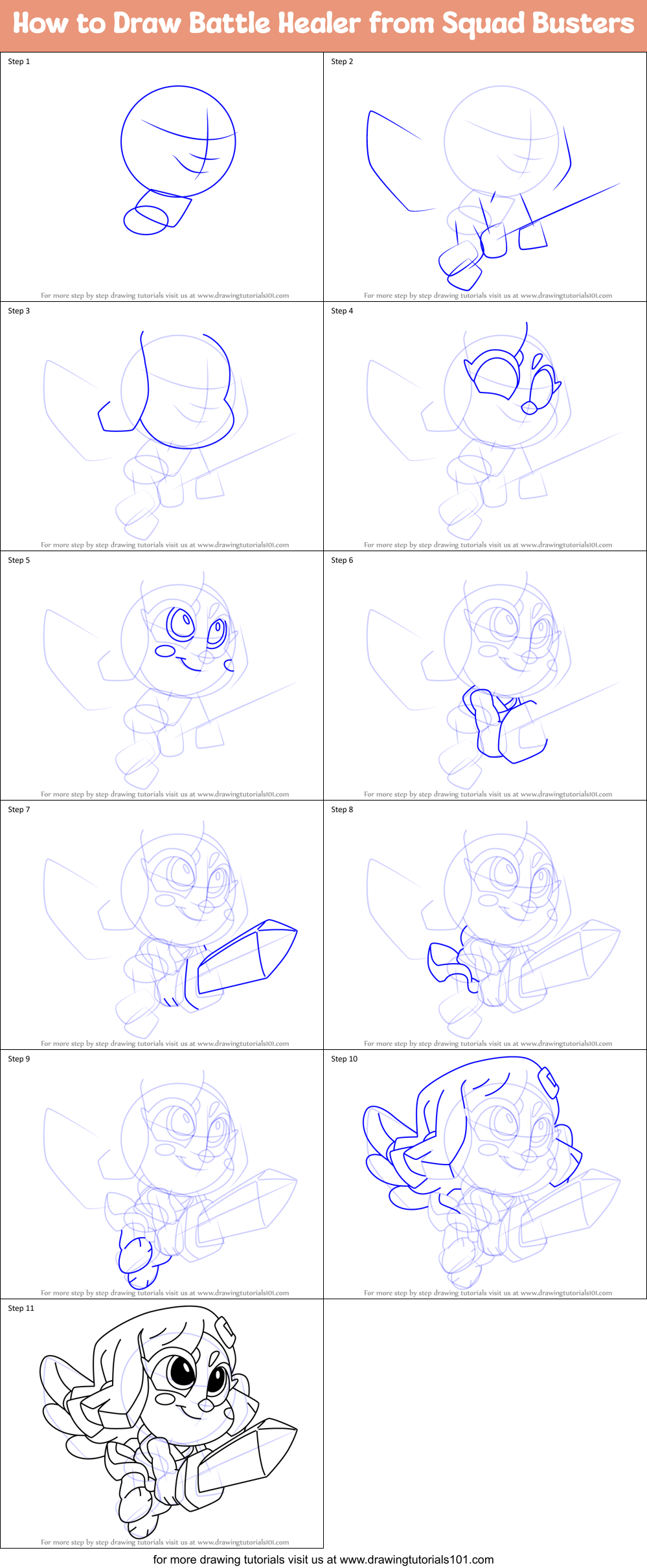 How to Draw Battle Healer from Squad Busters Printable Step by Step